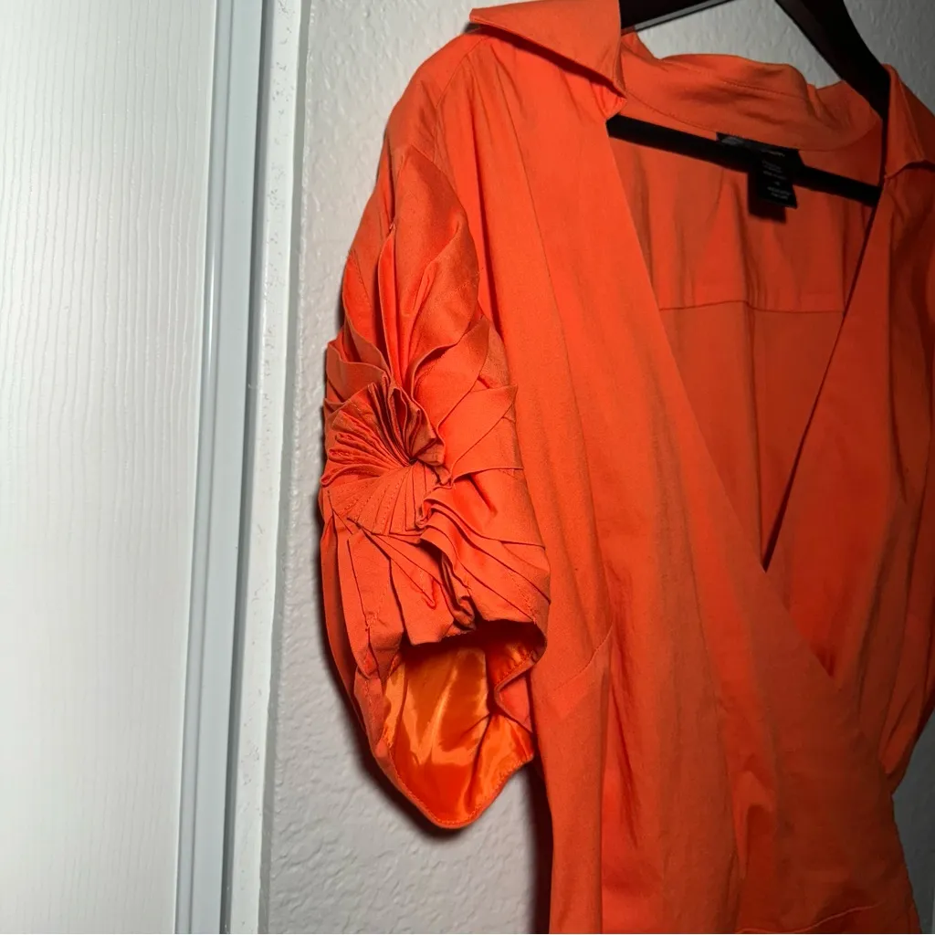 Ashley Stewart • Wrap Midi Dress • Orange • Size 18 • 97% Cotton • Plus size - Image 5