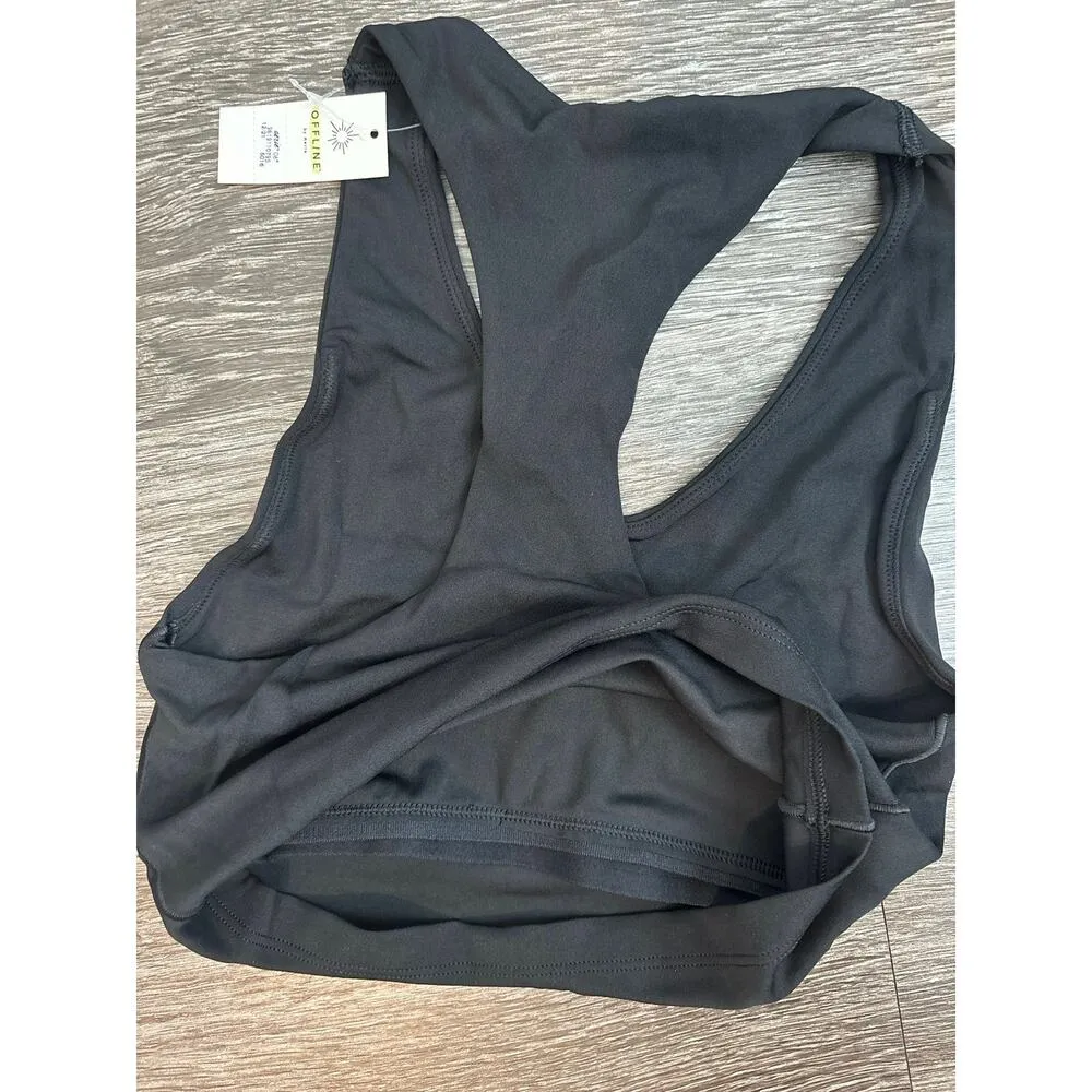 NWT OFFLINE By Aerie Racer Back Sports Bra Black Size XXS - Image 4