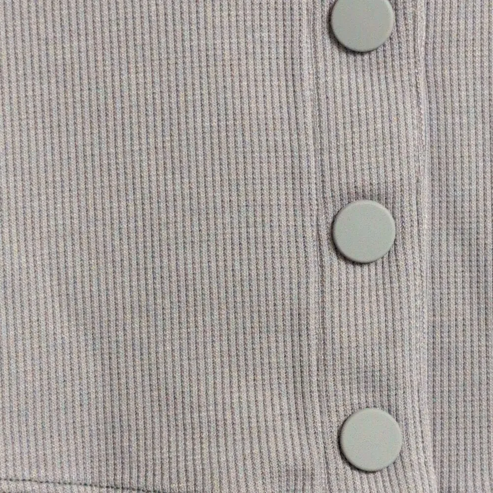 NWT Outdoor Voices Earl Grey CozyRib Cropped Long Sleeve Button Up Cardigan XS - Image 2