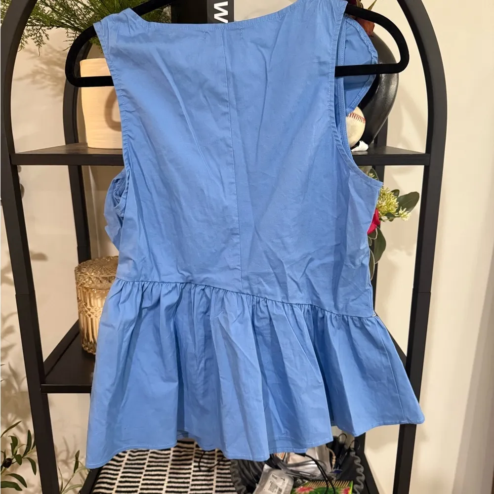 Wildfox Blue tank Ruffle Blouse size medium - Image 7