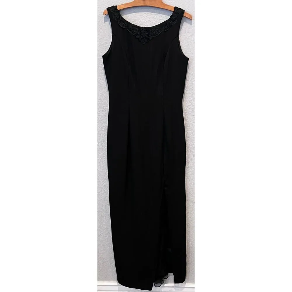 Dave & Johnny 90s Formal Dress High Slit Flowing Train Gown Size 11/12 - Image 11