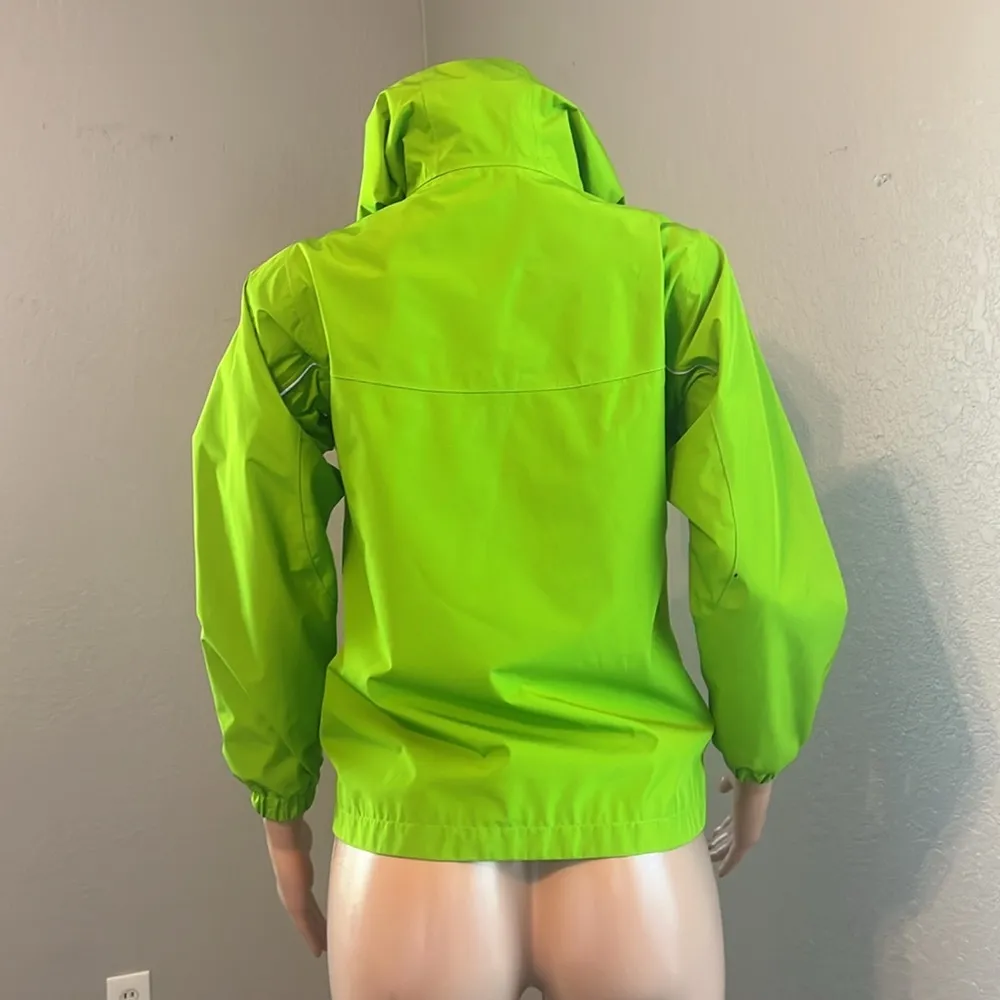 Marmot Womens Sz LARGE Jacket NEON GREEN Raincoat Windbreaker Full Zip Hood - Image 9