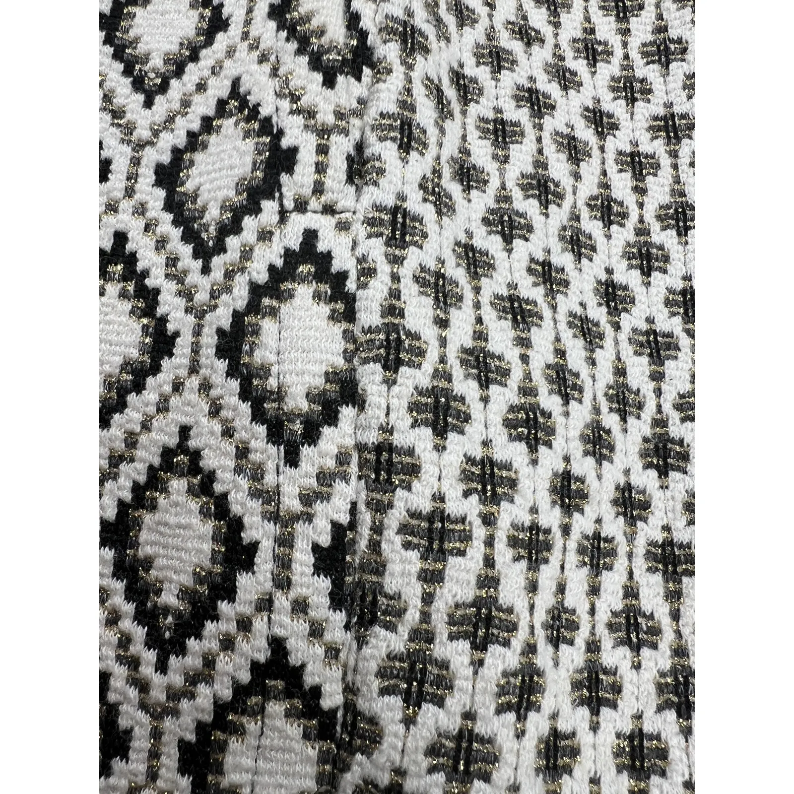 Chico’s Ivory Black Gold Jacquard Knit Fringe Blazer Jacket Size 4 (Chico’s 0) - Image 7