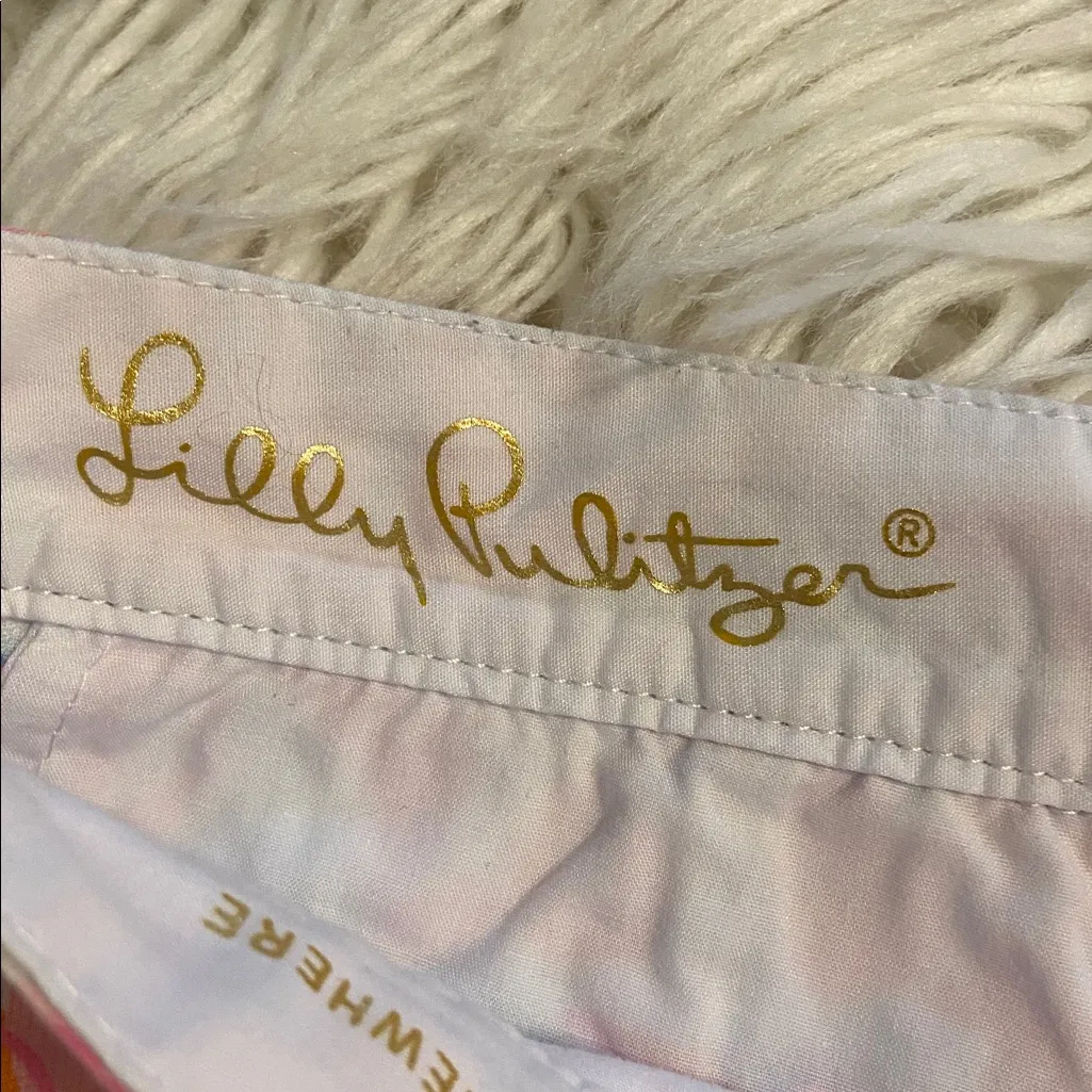 Lilly Pulitzer Pink and Orange High Waist Shorts size 4 excellent condition - Image 4