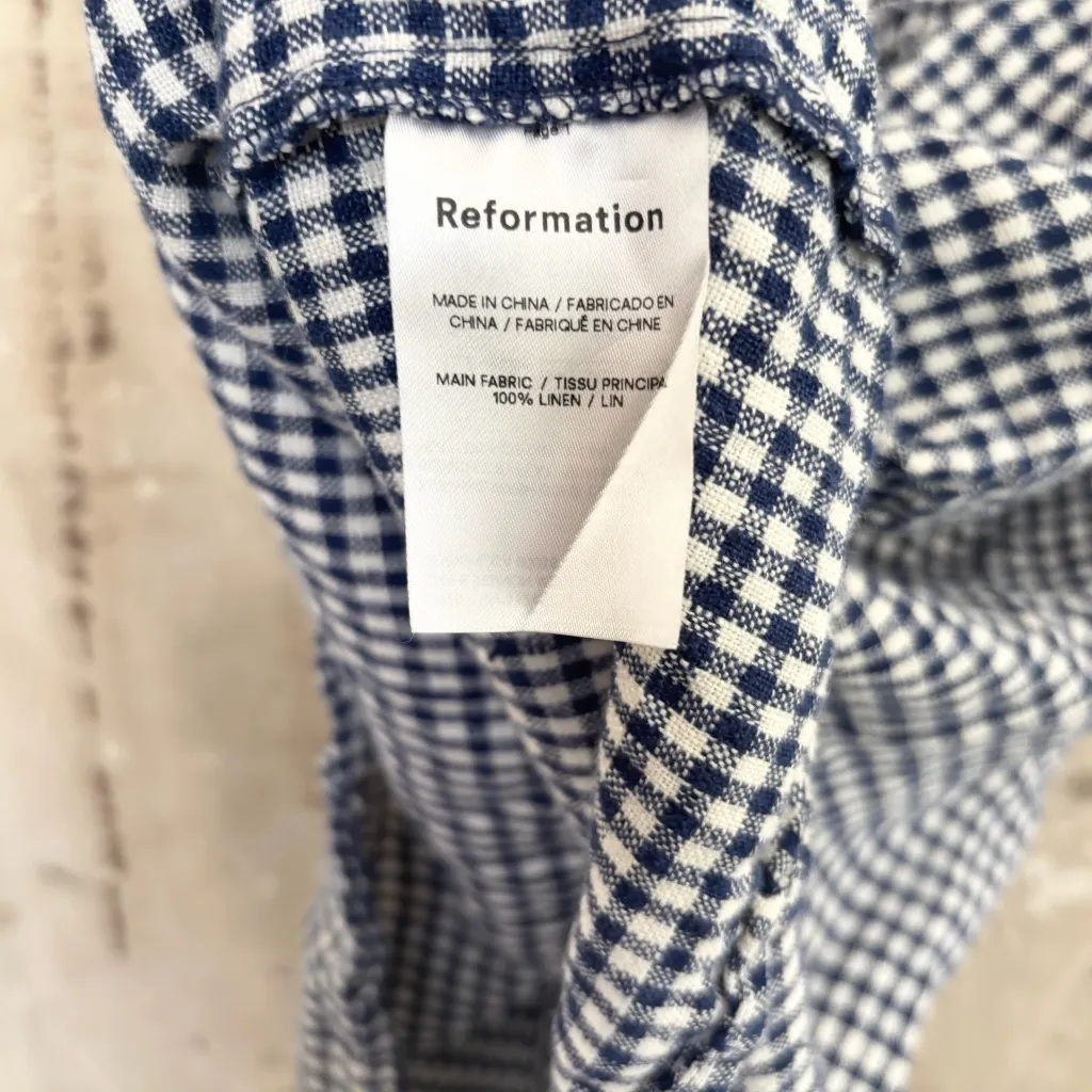 Reformation Noel Gingham Linen Mini Dress - Image 5