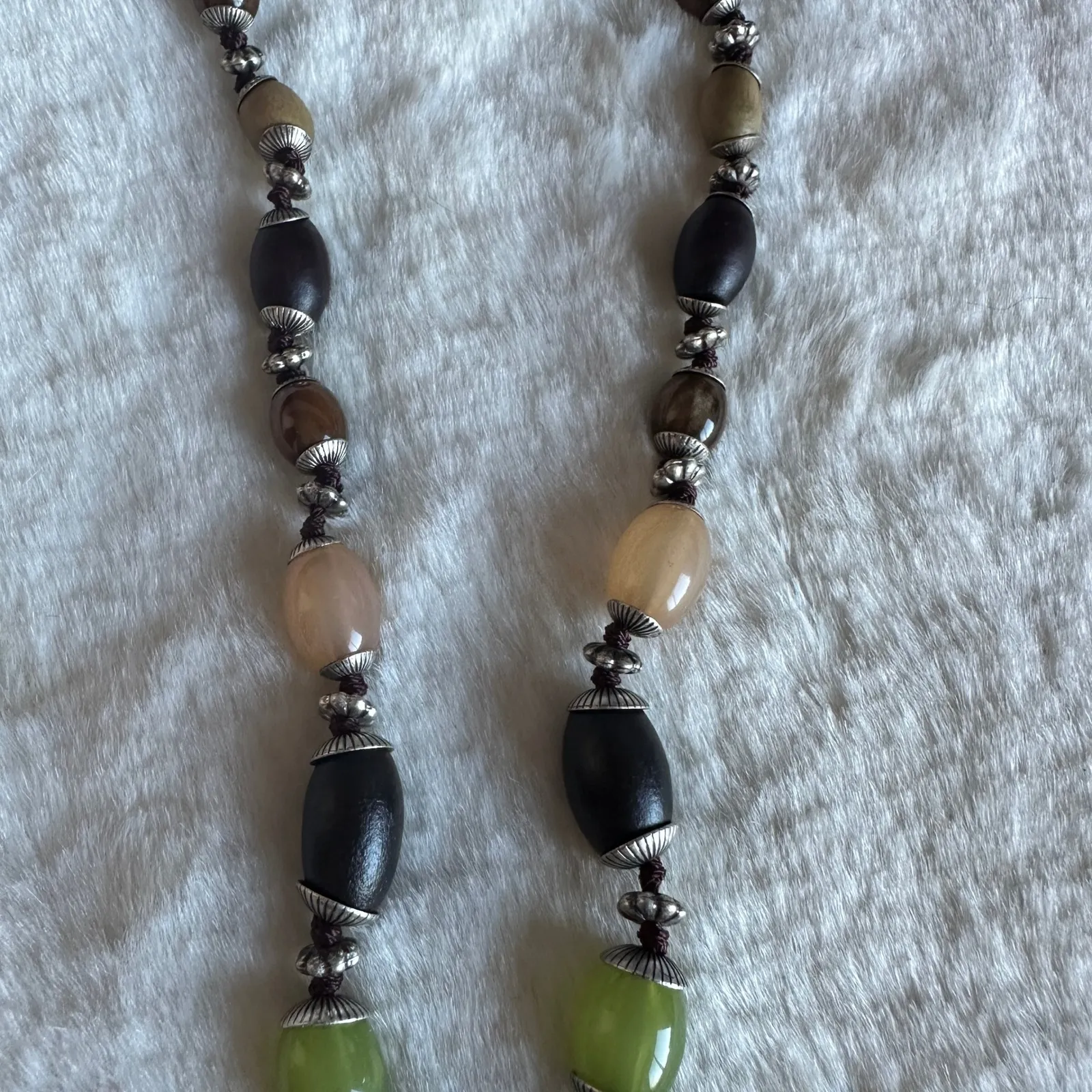 Boho Artisan Beaded Necklace Tribal Filigree Pendant Statement Earthy Y2K Witchy - Image 3