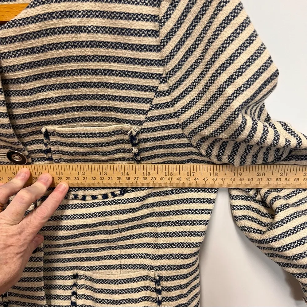 Tommy Hilfiger Striped Tweed Jacket Blazer with Pockets Size 10 - Image 14