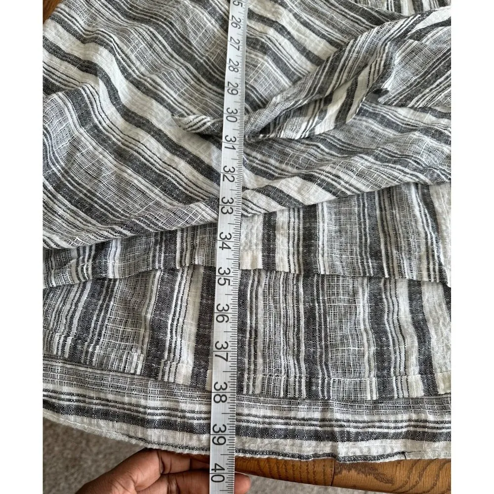 Anthropologie DREW Morgan Sarong Tie Dress  Striped Linen Faux Wrap Tie Waist L - Image 6