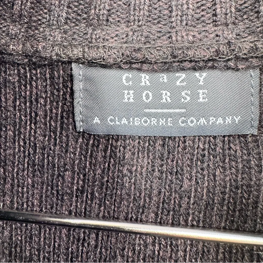 Vintage Y2K Dark Brown Suede & Knit Jacket Zip Front Crazy Horse Cottagecore Size L - Image 4