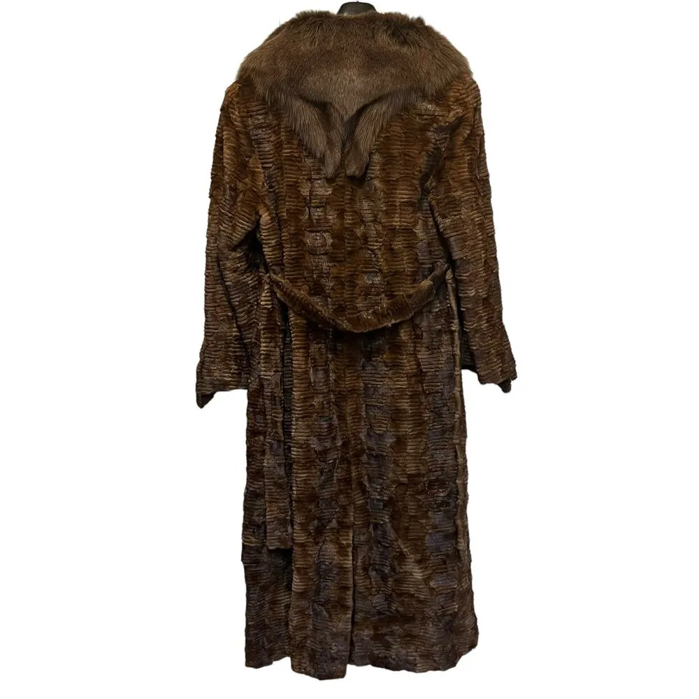 Vintage Filimegas Brown Mink Long Fur Winter Coat Size Medium - Image 12