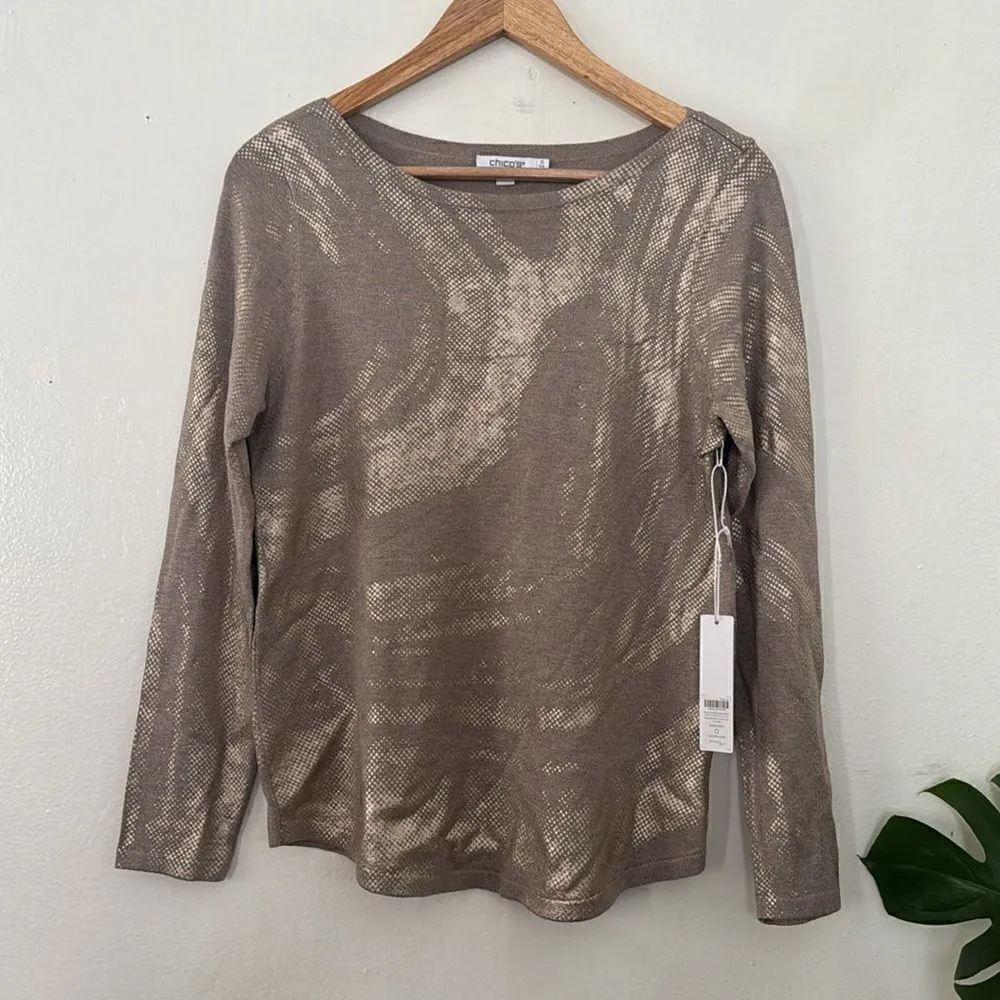 Chico’s Foiled Pullover Sweater NWT - Image 2