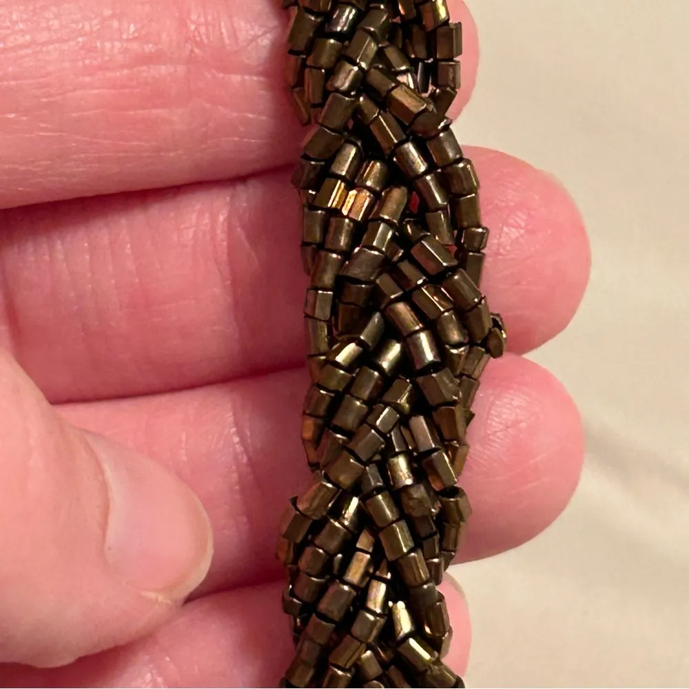 Premier Designs “Cocoa” Gold Plated Beaded Necklace And Clip Earrings Retired - Image 2