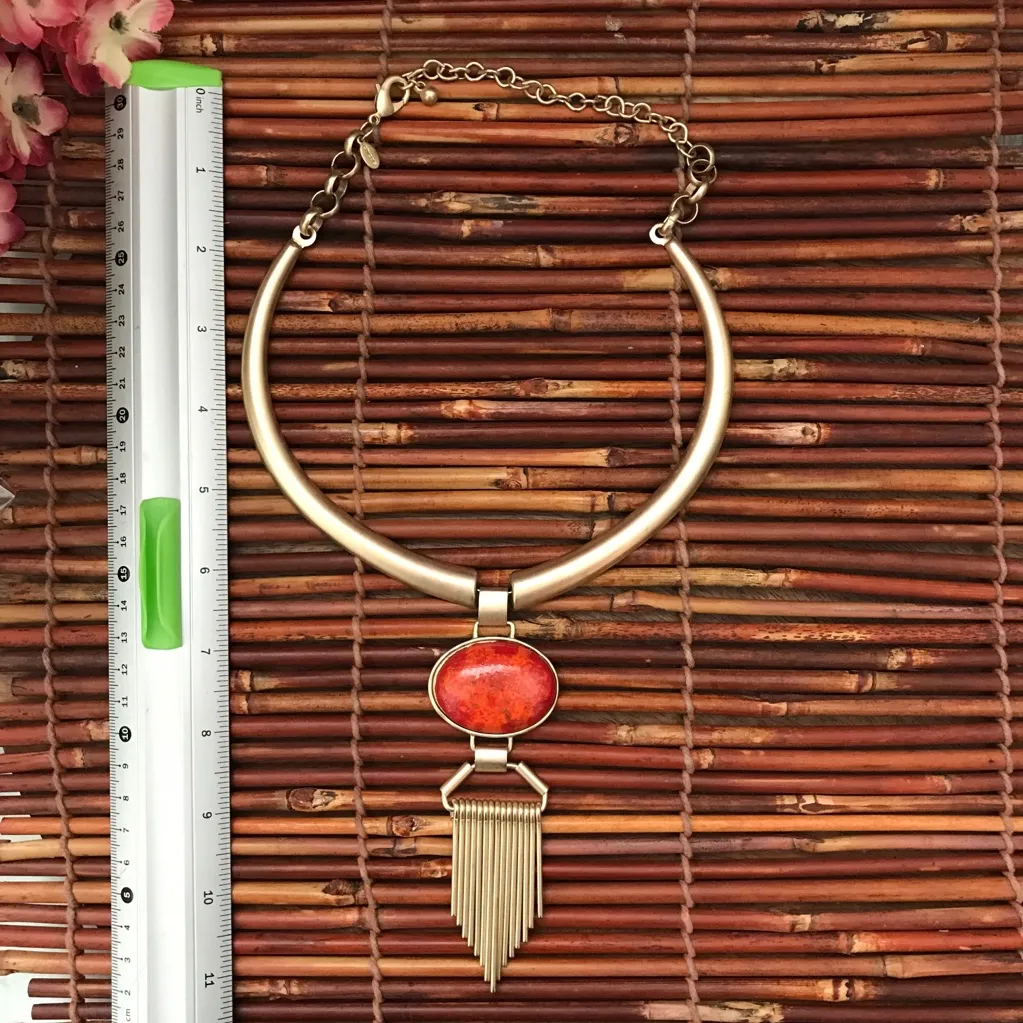 Chico’s Matte Gold Tone Ethnic Style Necklace - Image 4