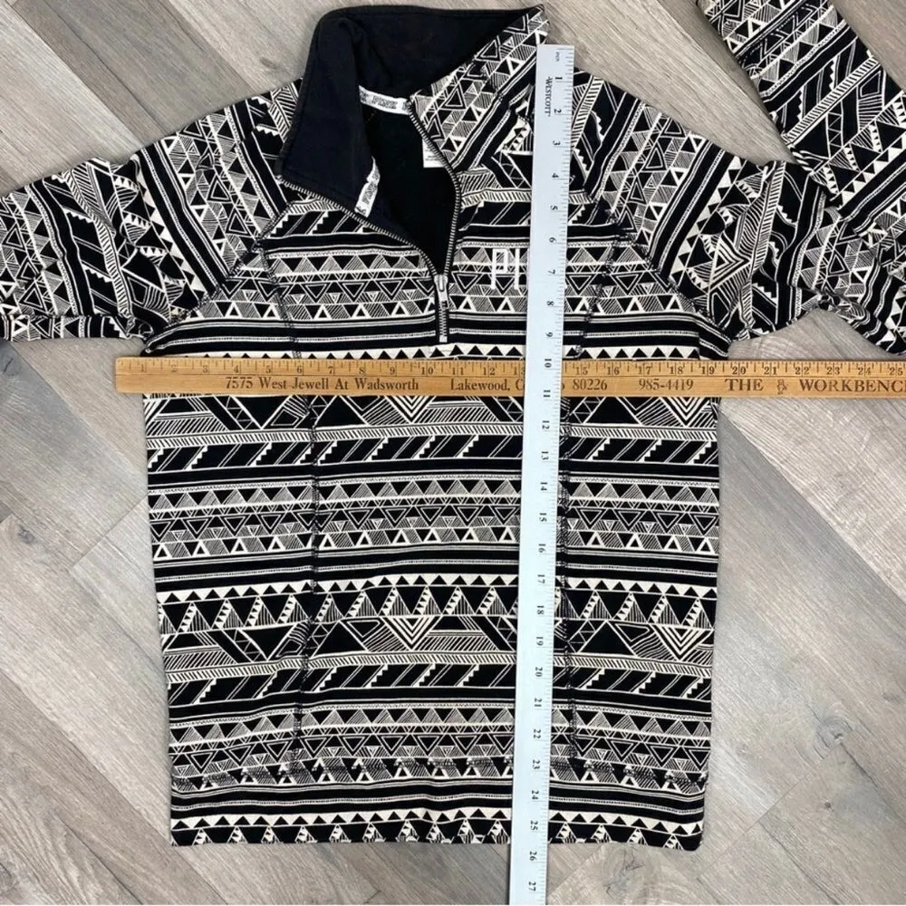 Pink by Victoria’s Secret Aztec‎ Quarter Zip Pullover Shirt Black Cream Small - Image 10