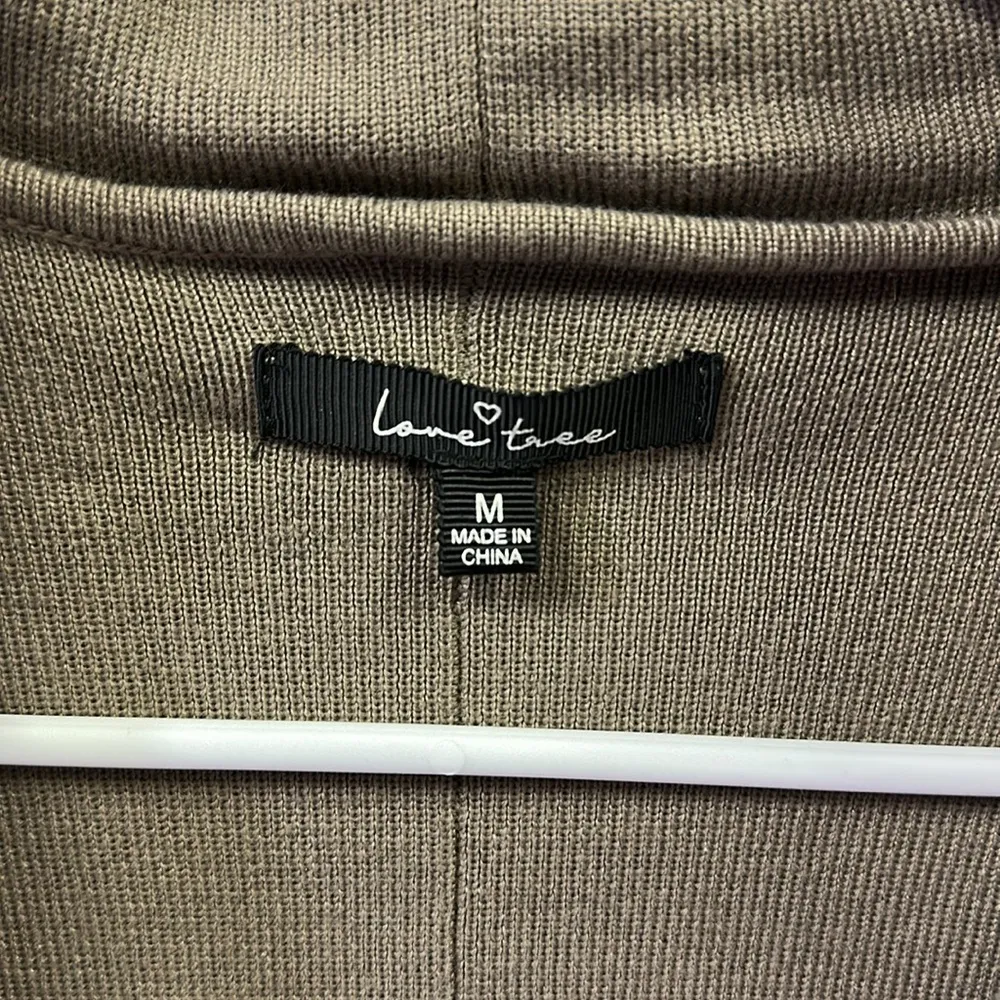 Love Tree Neutral Tan Soft Knit Belted Cardigan Trench Coat Womens Medium - Image 12