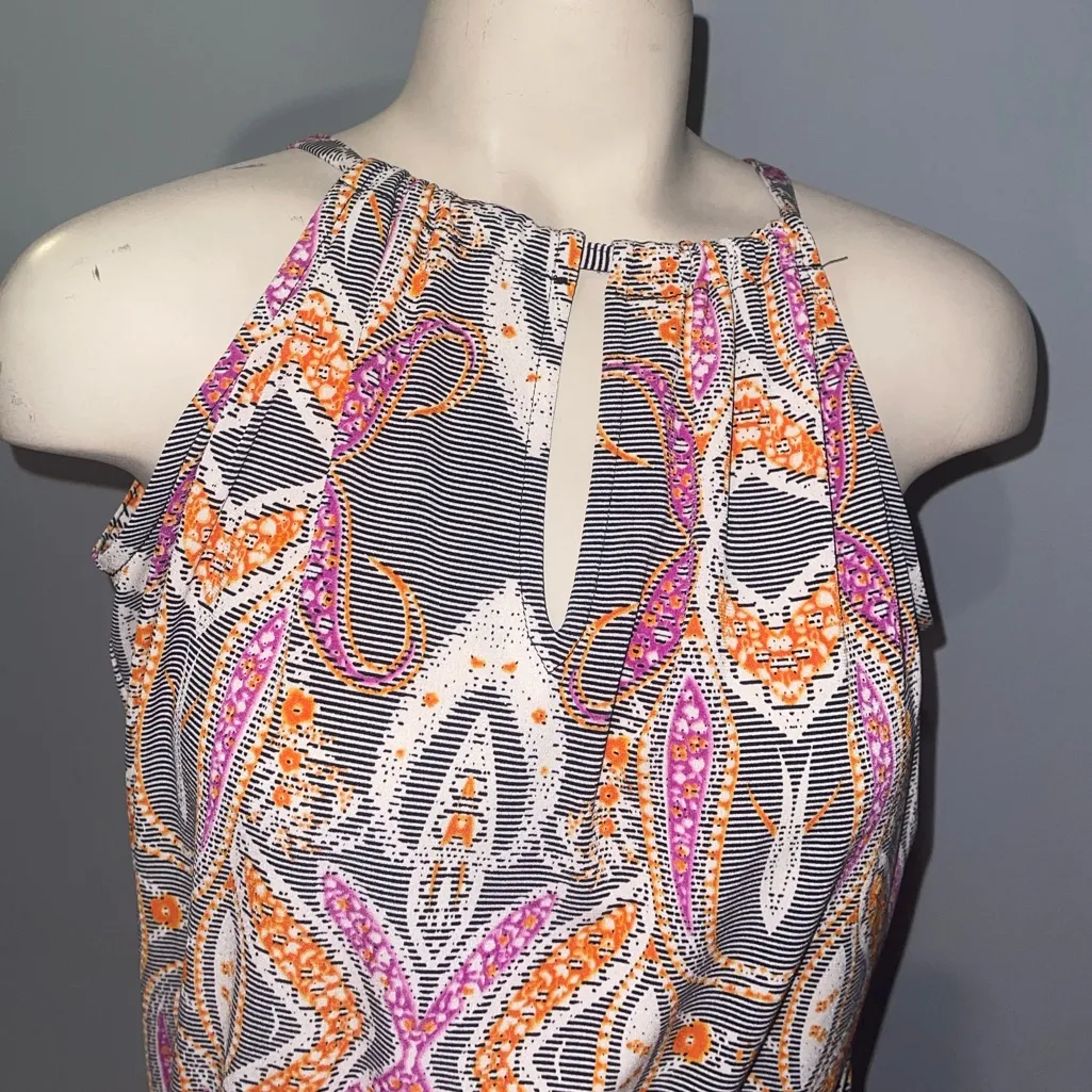 Veronica M Gray and Orange Patterned Maxi Dress with side slit NWT woman’s small - Image 2