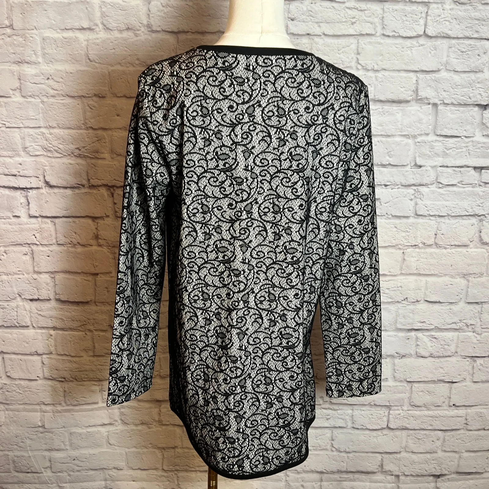 Preston & York Women's M Black White Lace Open Front Jacket Chiccore Classic - Image 3