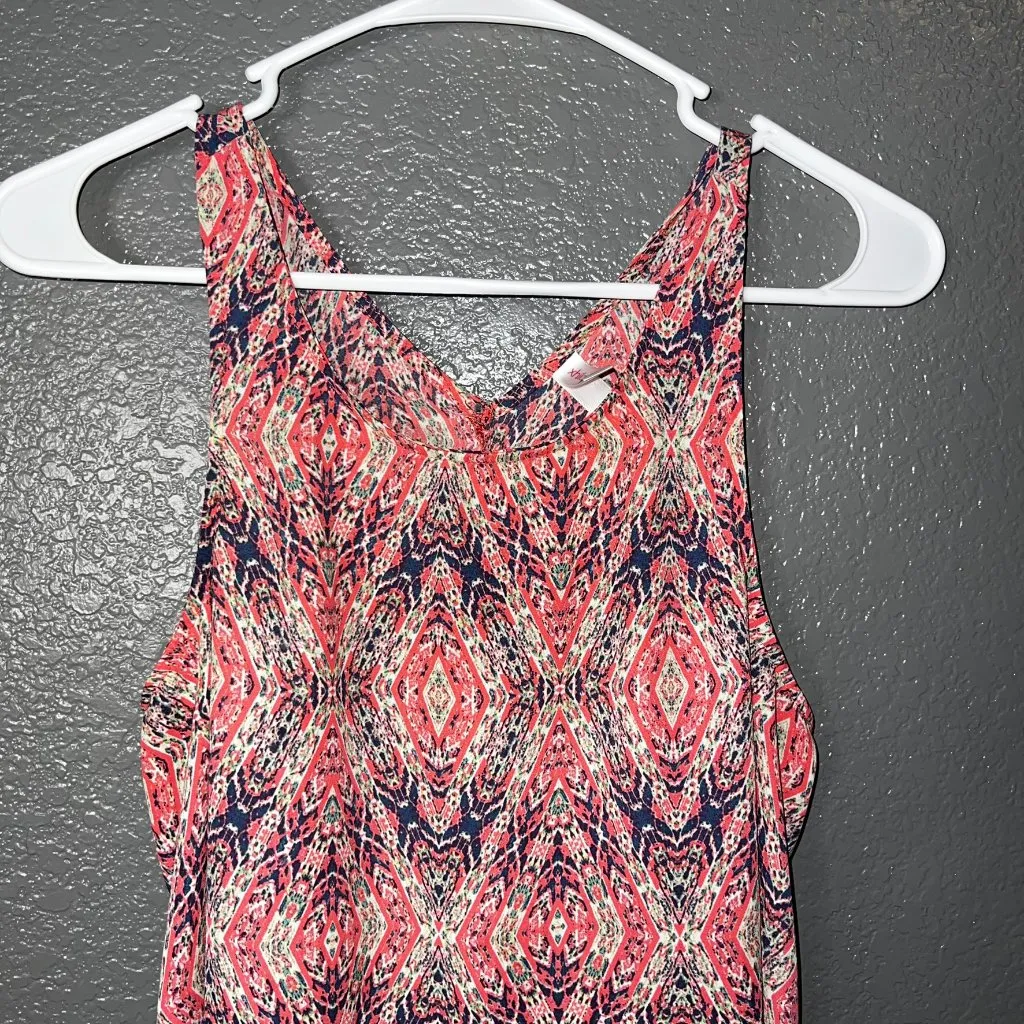 Xhilaration Women’s Sleeveless Tank Top – Geometric Aztec Print, Coral/Navy, Siz - Image 4