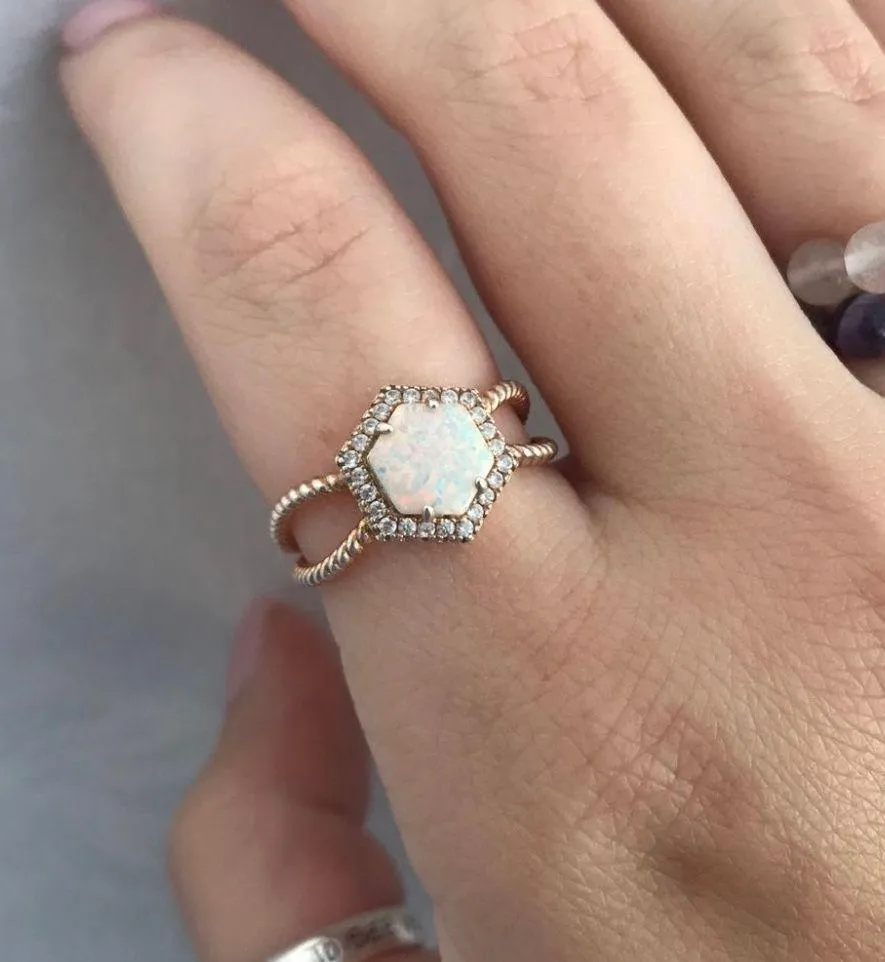 Rose Gold Opal Ring Pink - Image 2