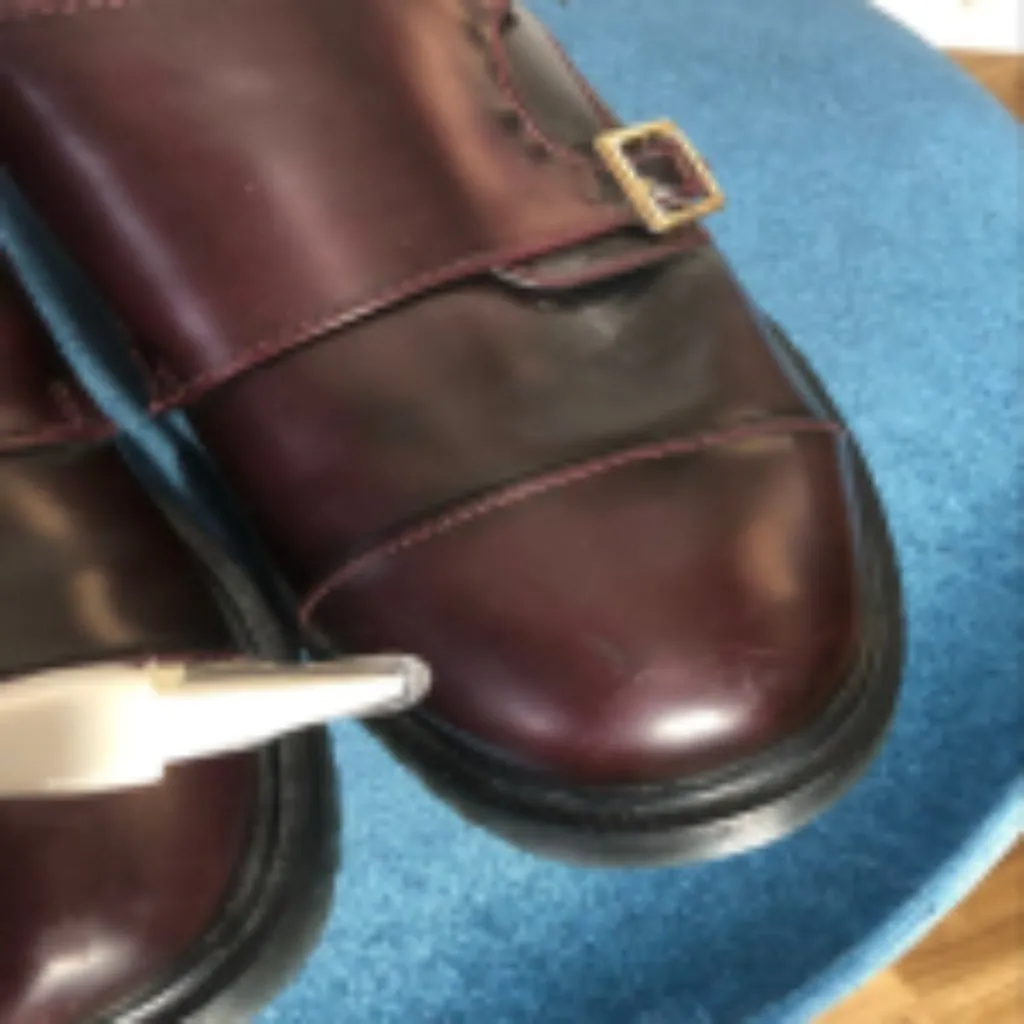 Electric Karma Scotty Wine Loafer Shoes Double Buckle Leather Burgundy Women's 7 Red - Image 7