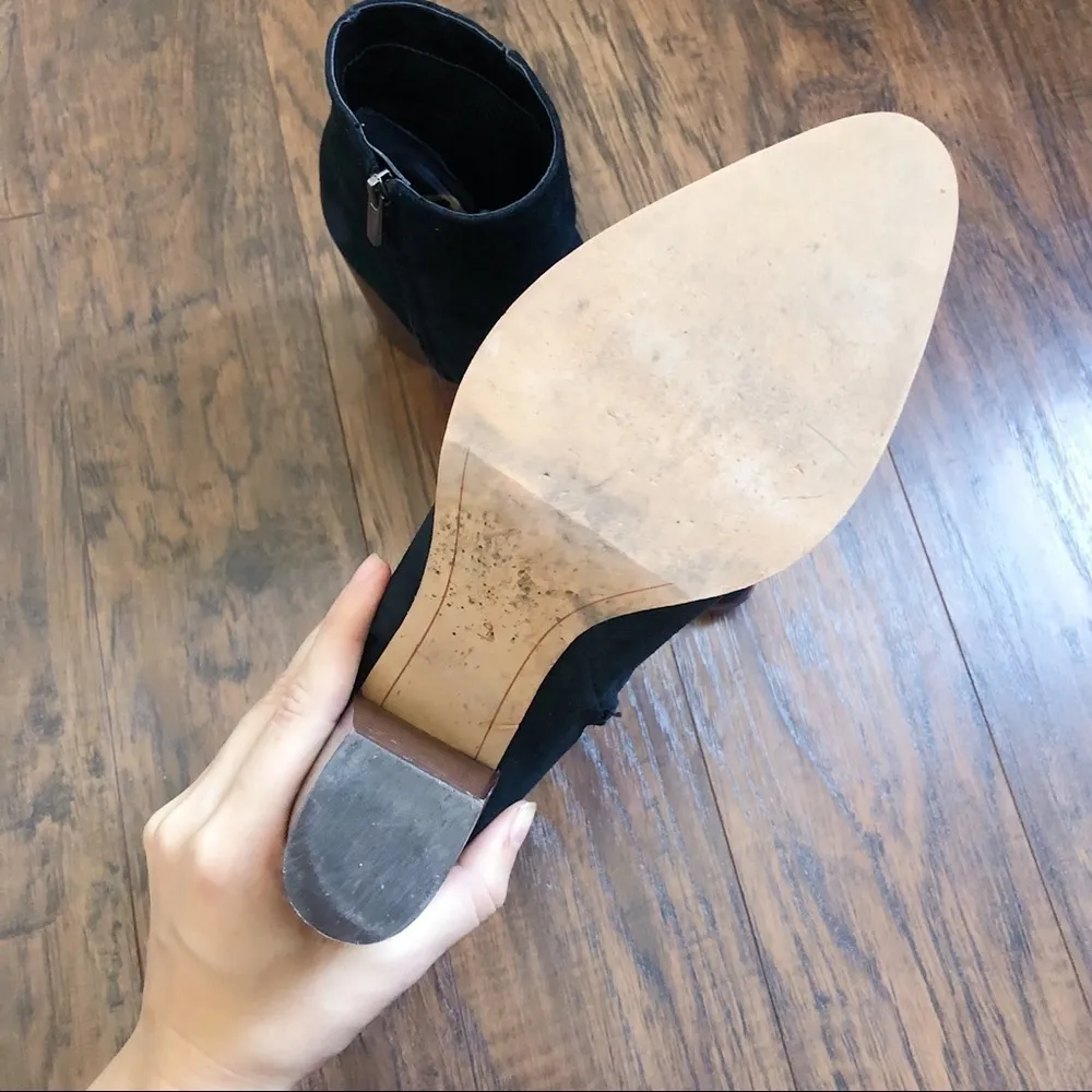 Sam Edelman • Blake suede bootie black leather heeled ankle boot pointed toe - Image 13