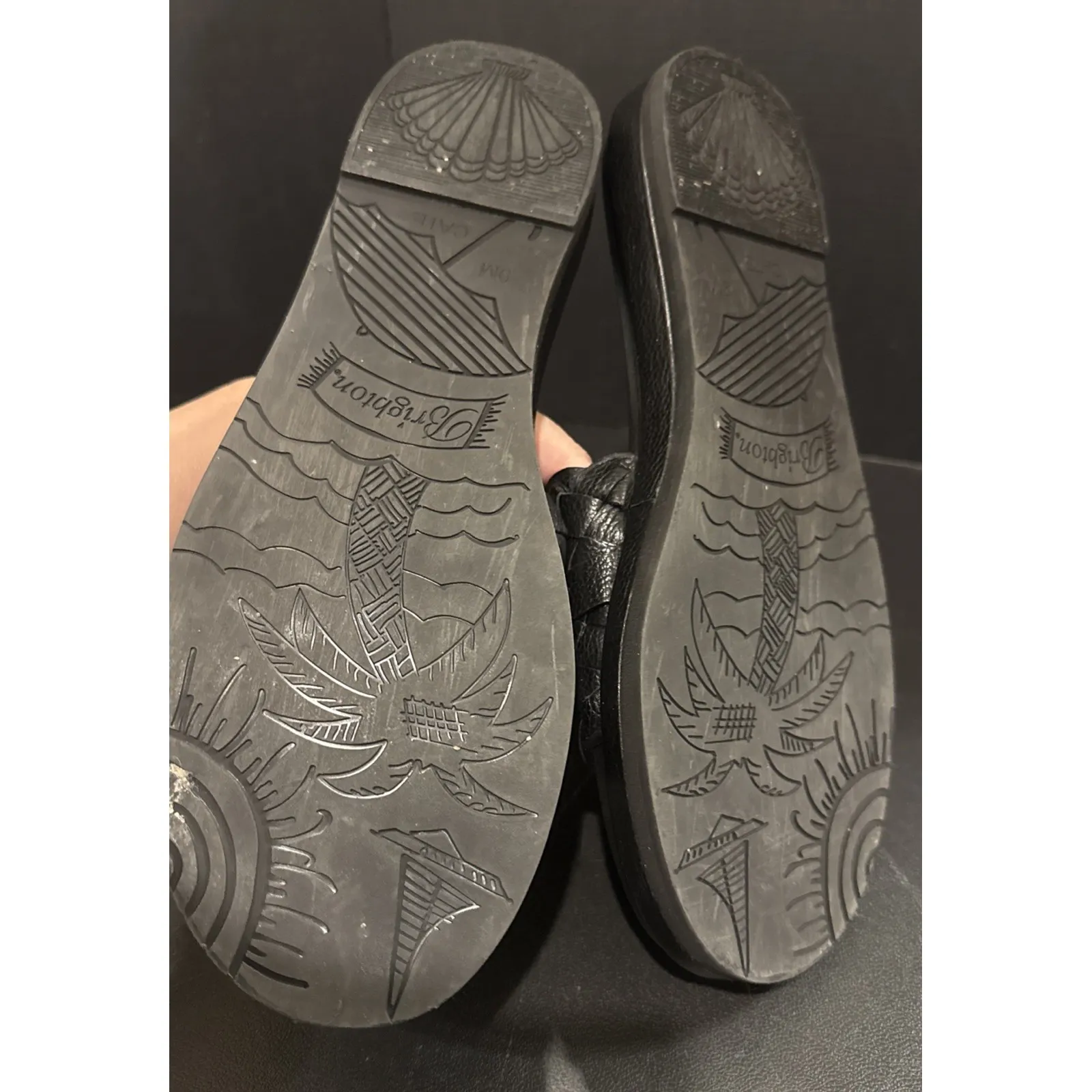 Brighton Womens 9 M Black Cate Slide Sandals Woven Leather Preppy Travel Comfort - Image 6