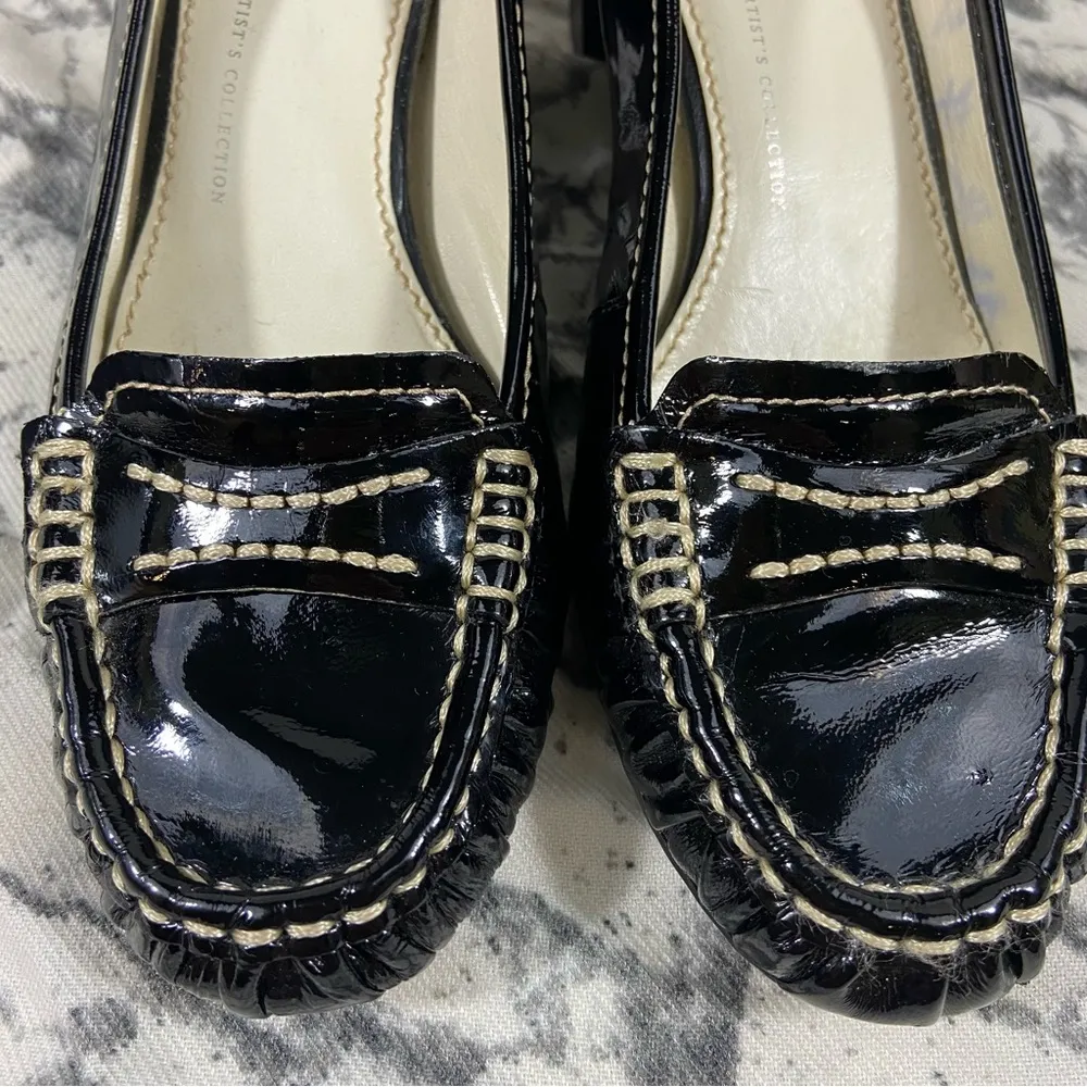 The Artists Collection Black Patent Leather Block Heels Size 7N - Image 9