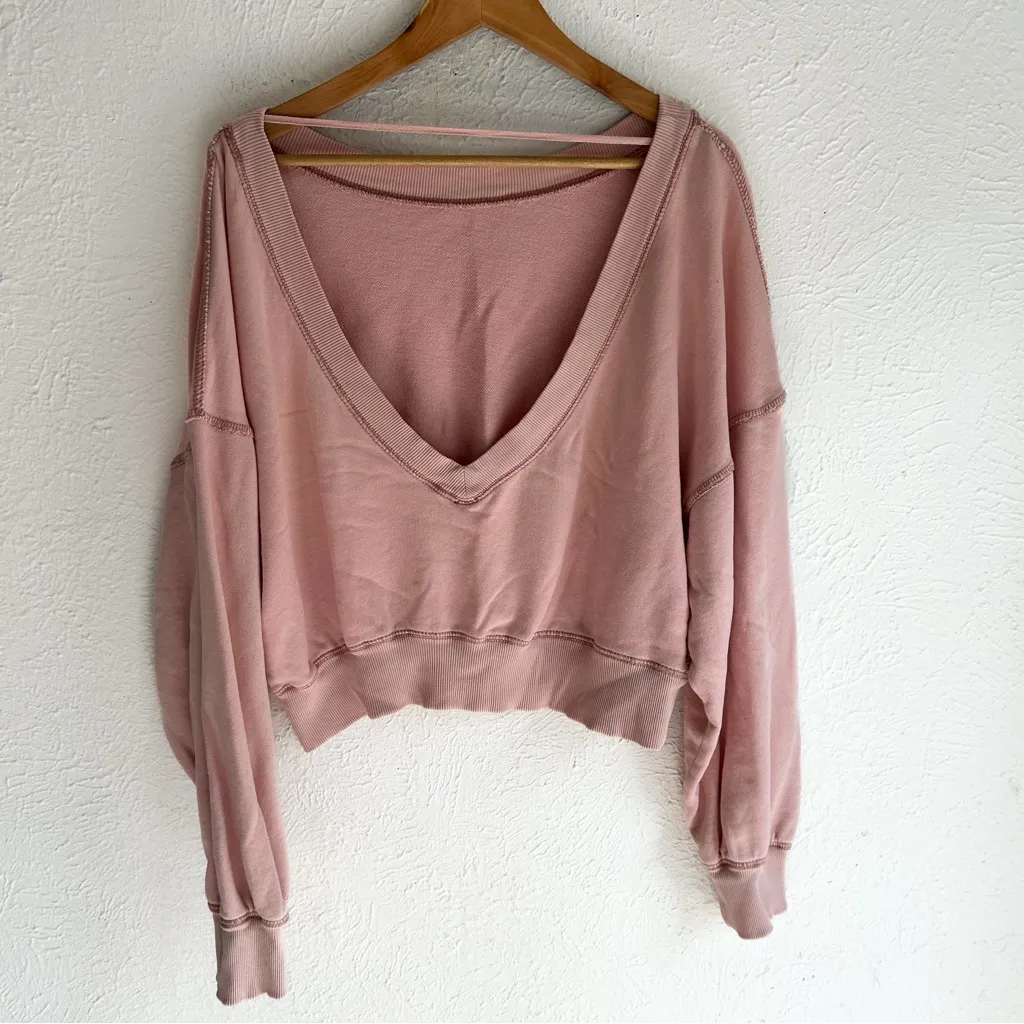 Free People Take Me Back Pullover in Pink Sz Medium - Image 4