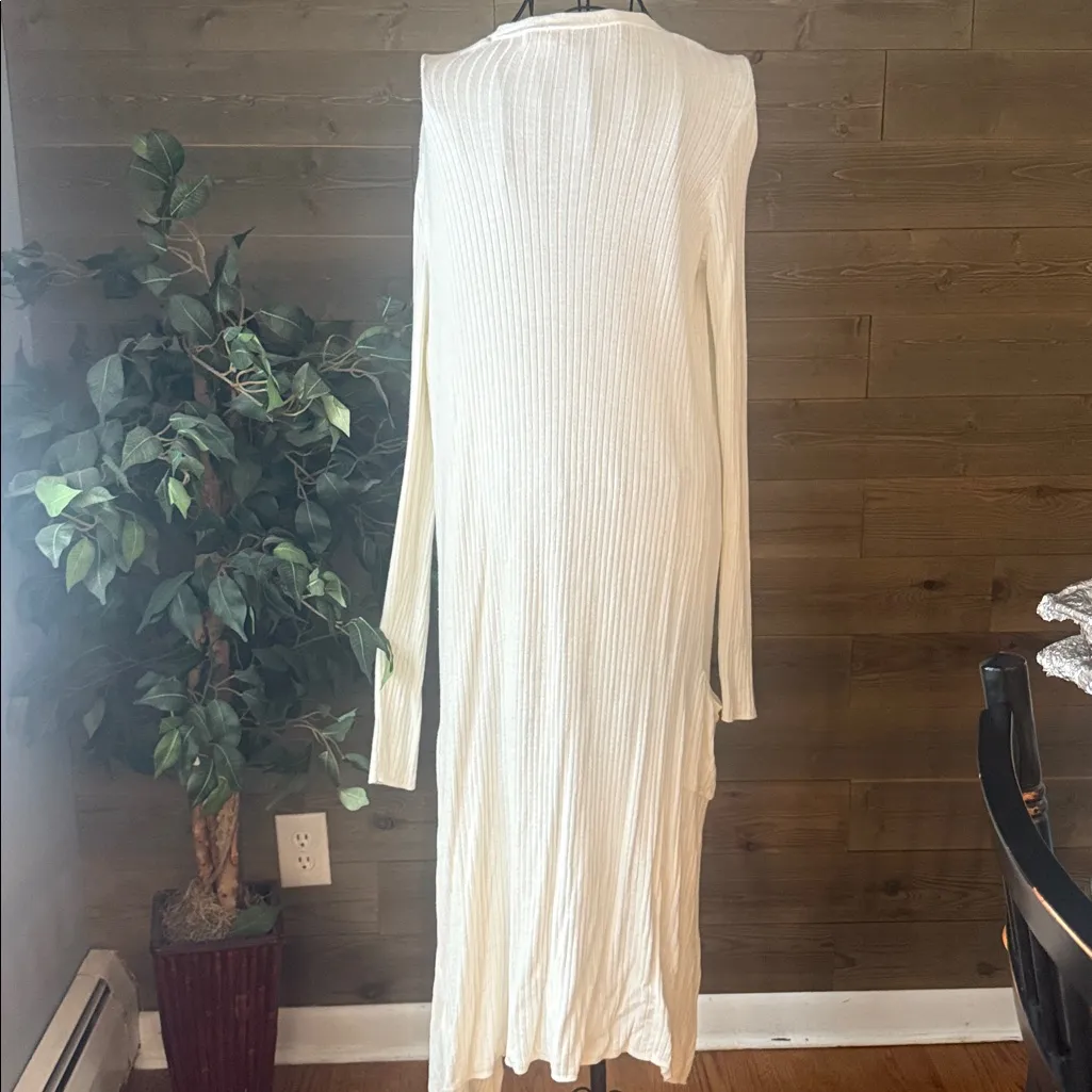 SO  white long sleeve, long open front cardigan - Image 3