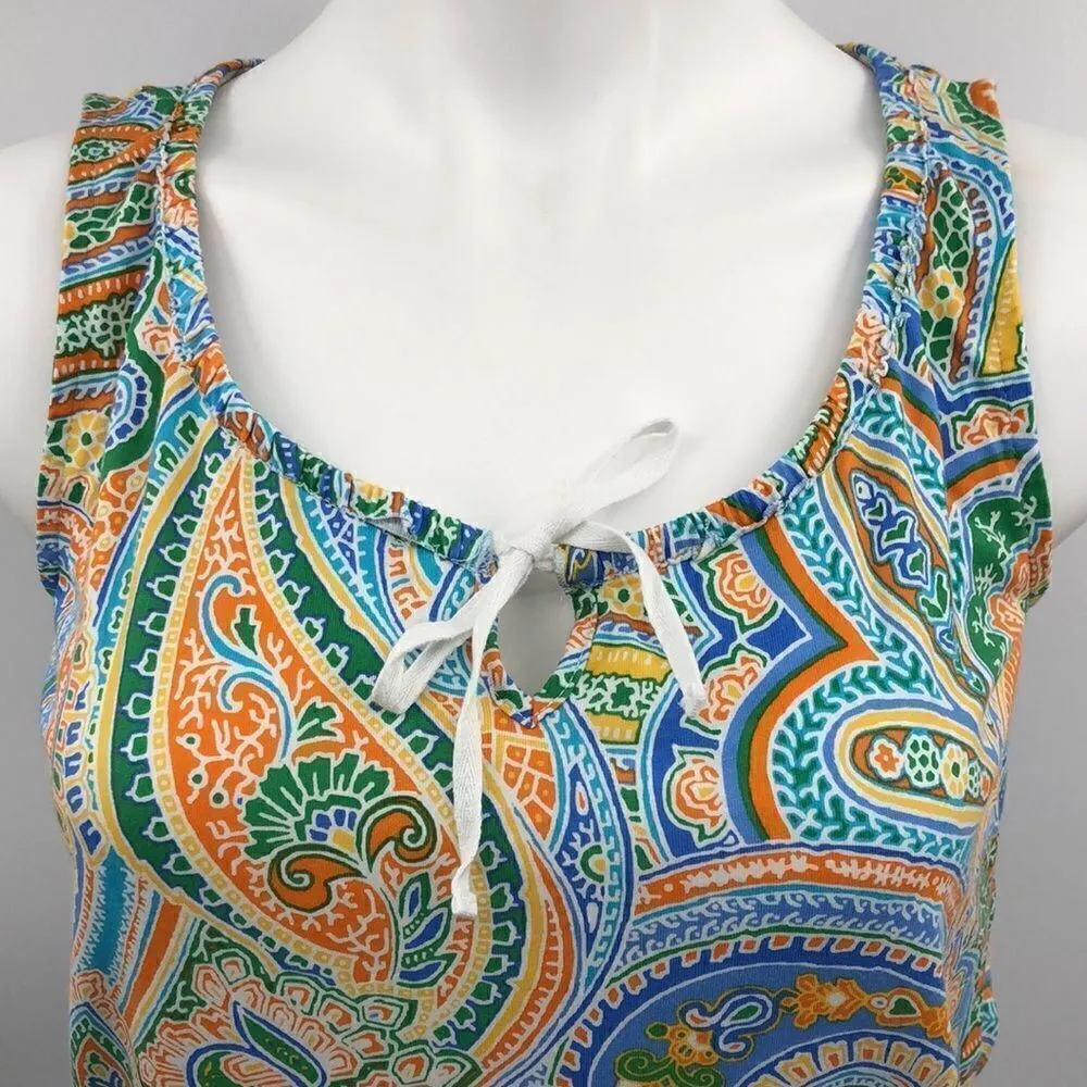 Jones New York sleeveless paisley orange blue top - Image 2