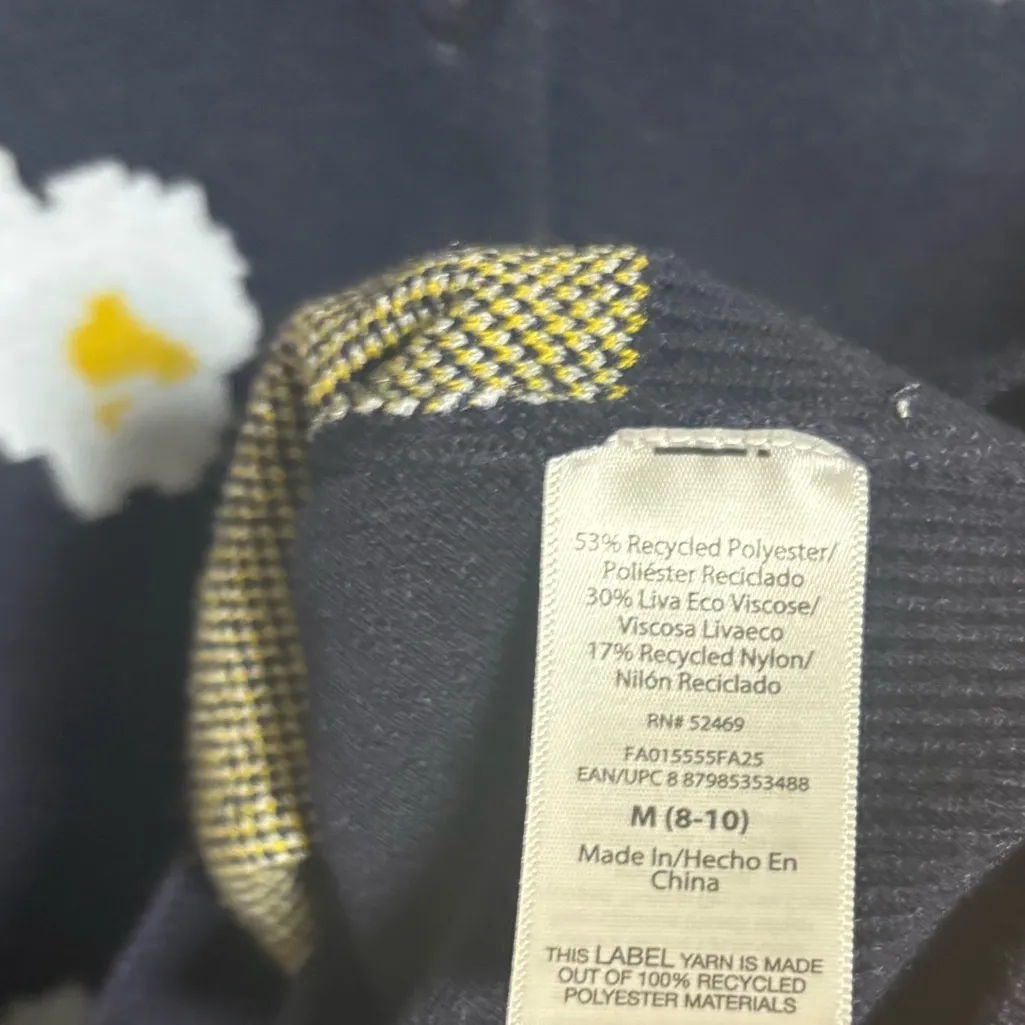 Free Assembly Navy Floral Button Front Cardigan Size Medium Blue - Image 7