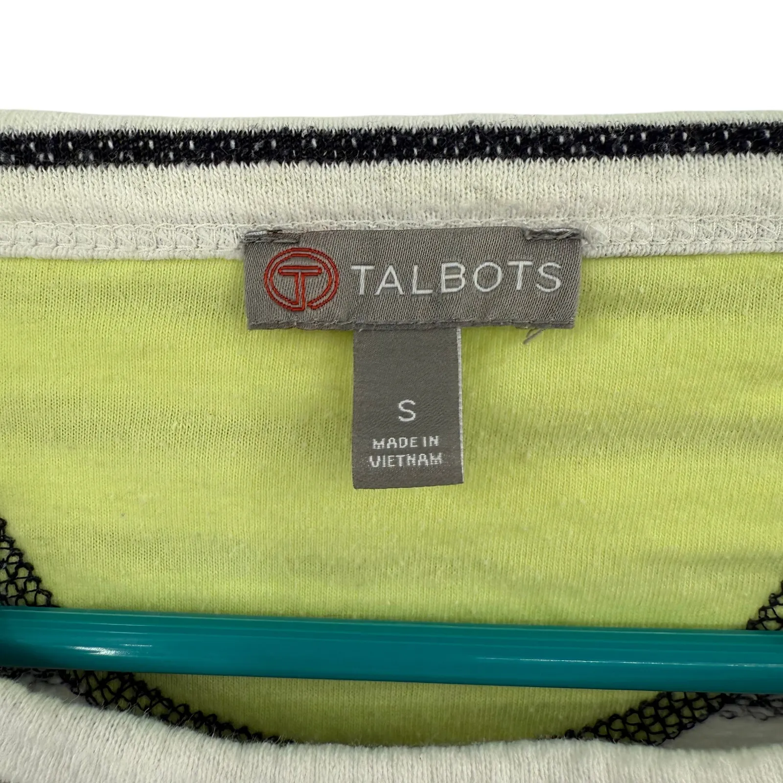 Talbots Size Small Long Sleeve Top Shirt Blouse Tee White Black Striped T Cotton - Image 3