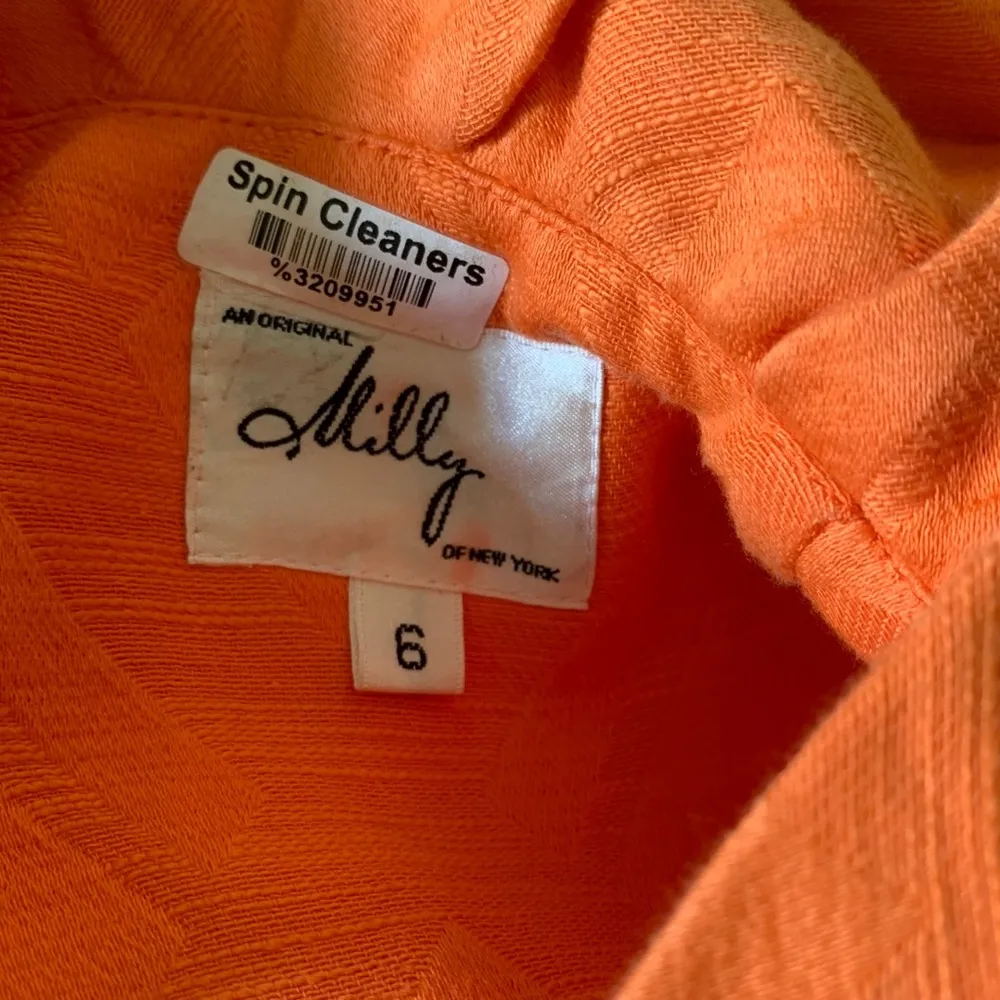 Milly of New York Orange Textured Ruffle Dress 6 - Image 11