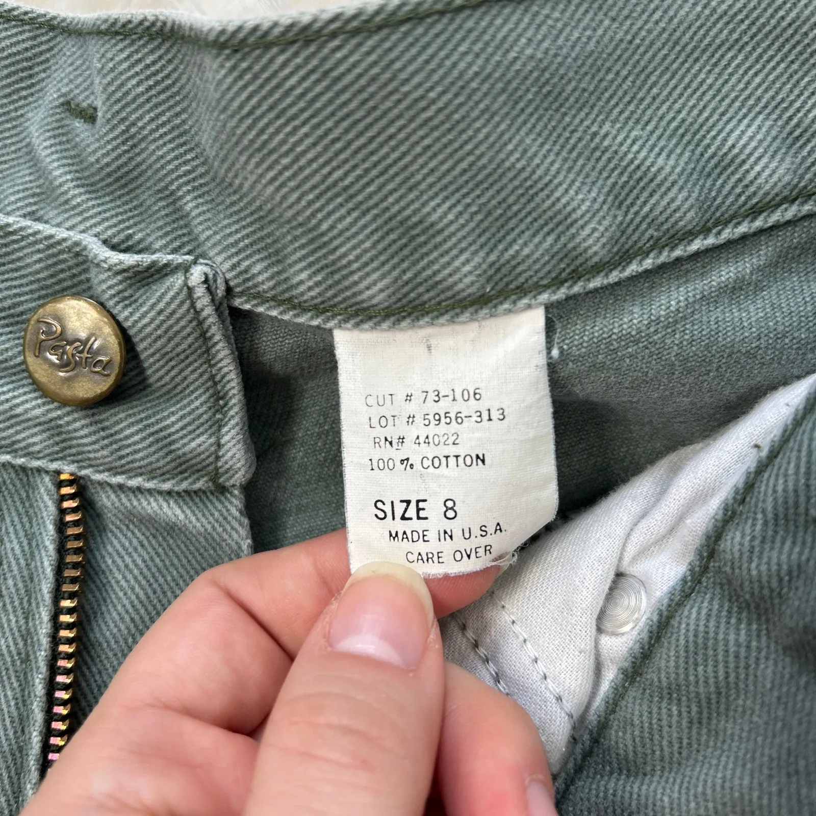 PASTA Vintage Denim Shorts Womens Size 8 High Waisted Mom Indie Earthy Gorpcore Green - Image 7