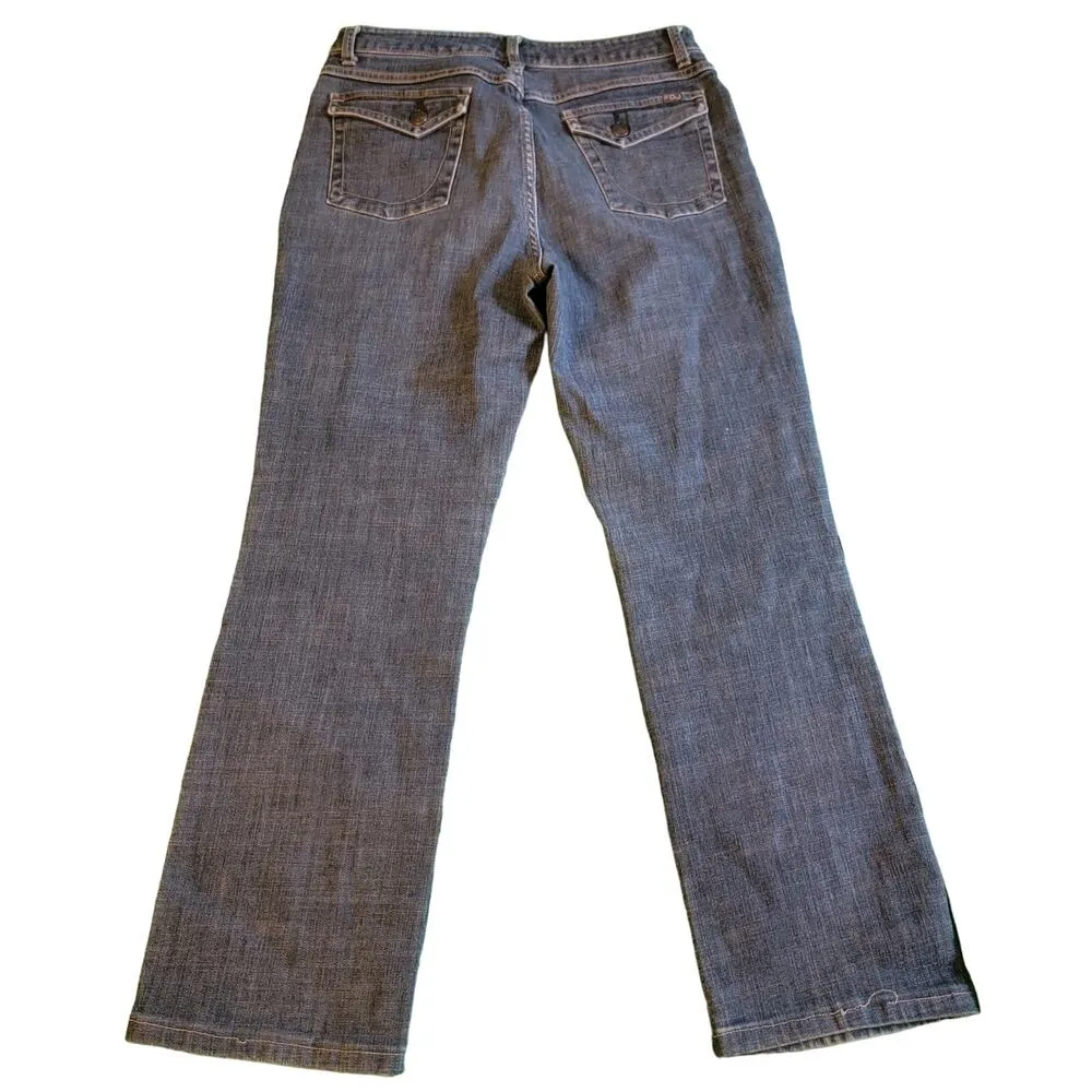 Y2K French Dressing Dark Wash Slim High Rise Bootcut Straight Jeans Size 10 Blue - Image 10