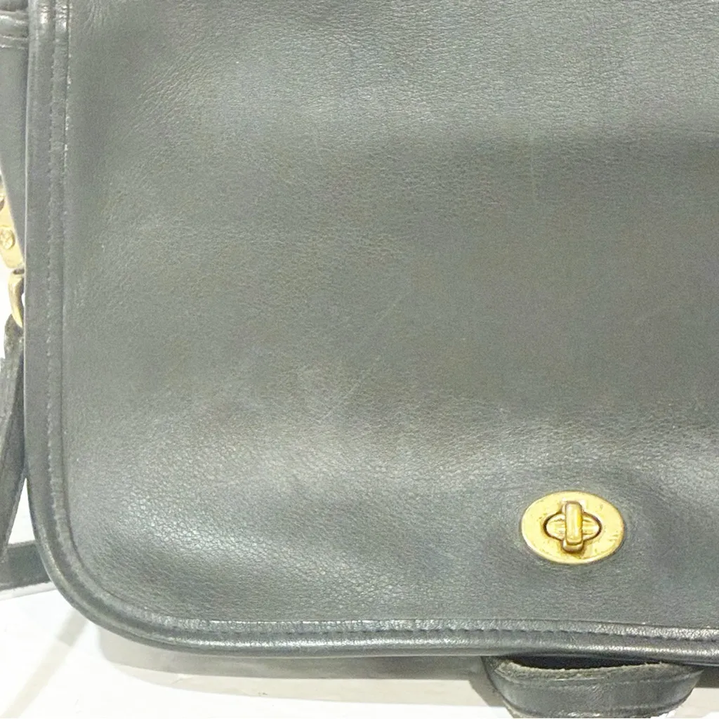 Vintage COACH 9635 Pocket Purse Black Leather Crossbody Strap Penny - Image 2