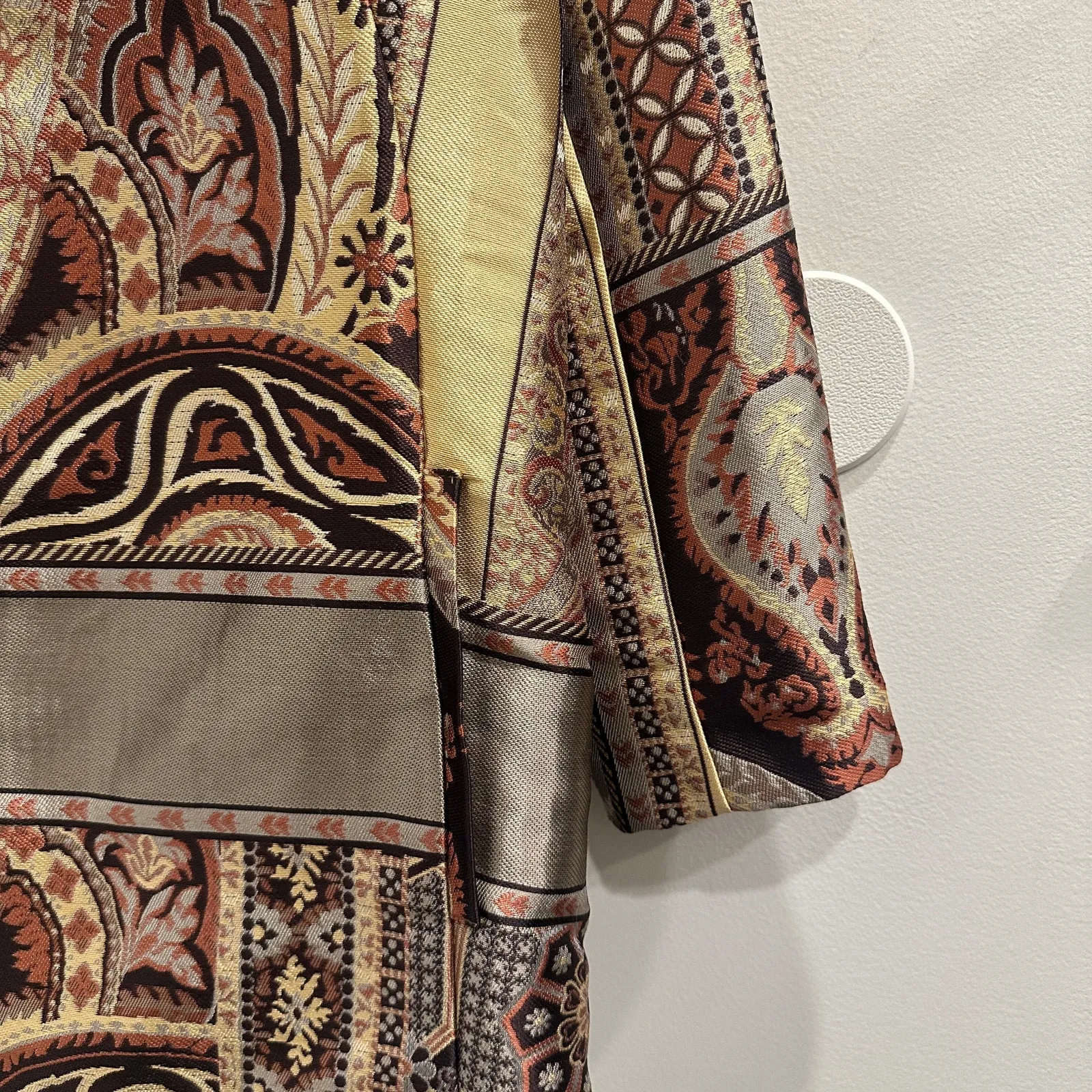 Chico’s Tapestry Dreams Brocade Patchwork Evening Coat Metallic Glam Art-to-Wear - Image 8