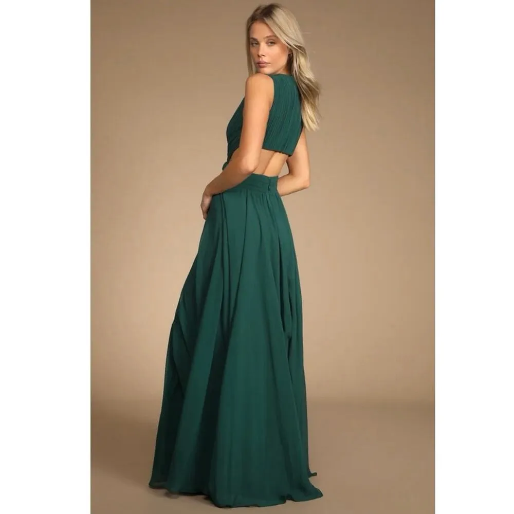 Lulus Vivid Imagination Emerald Green Cutout Maxi
Dress Size M - Image 4