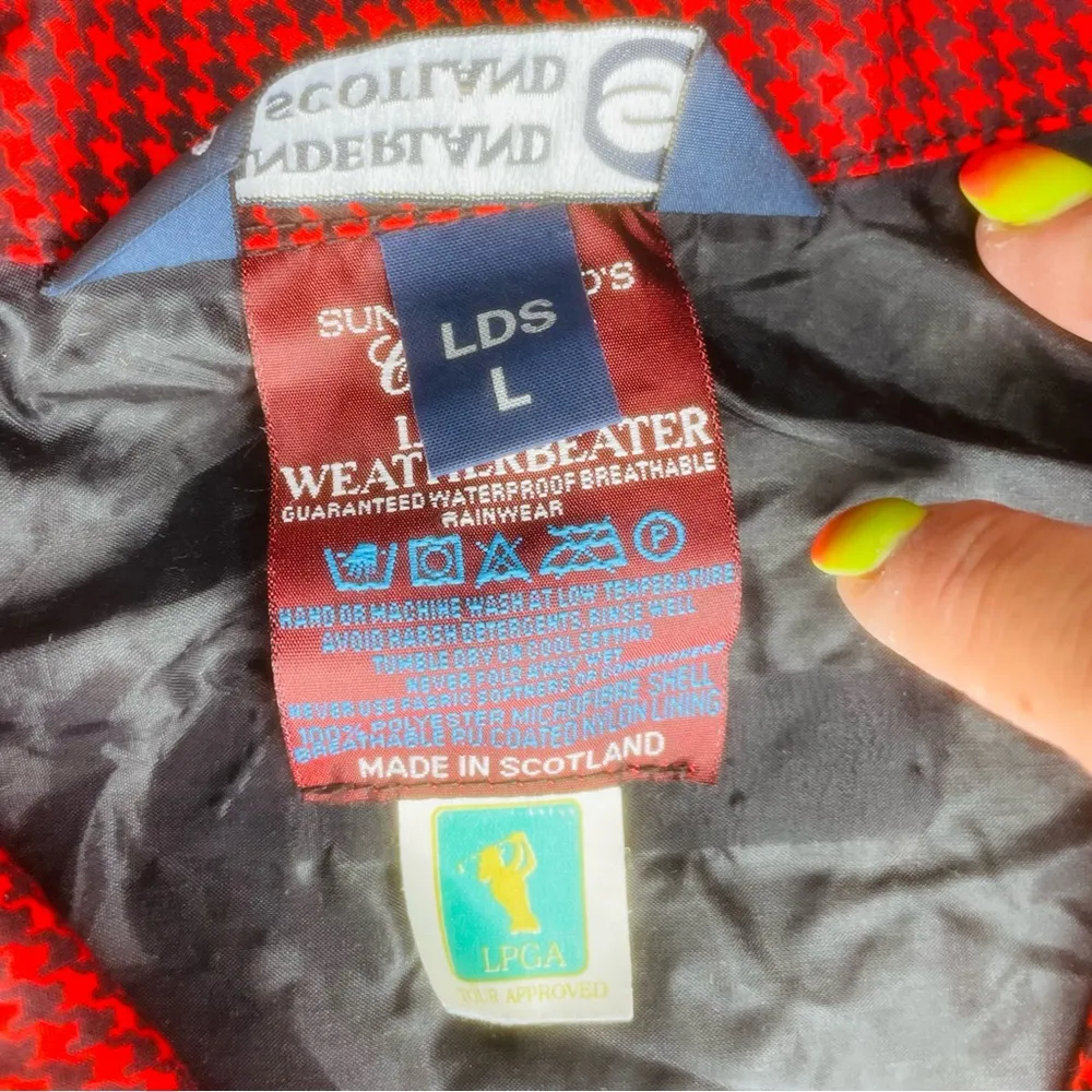 Sunderland of Scotland Vintage Cynet houndstooth Jacket weatherbeater coat lg Red - Image 6