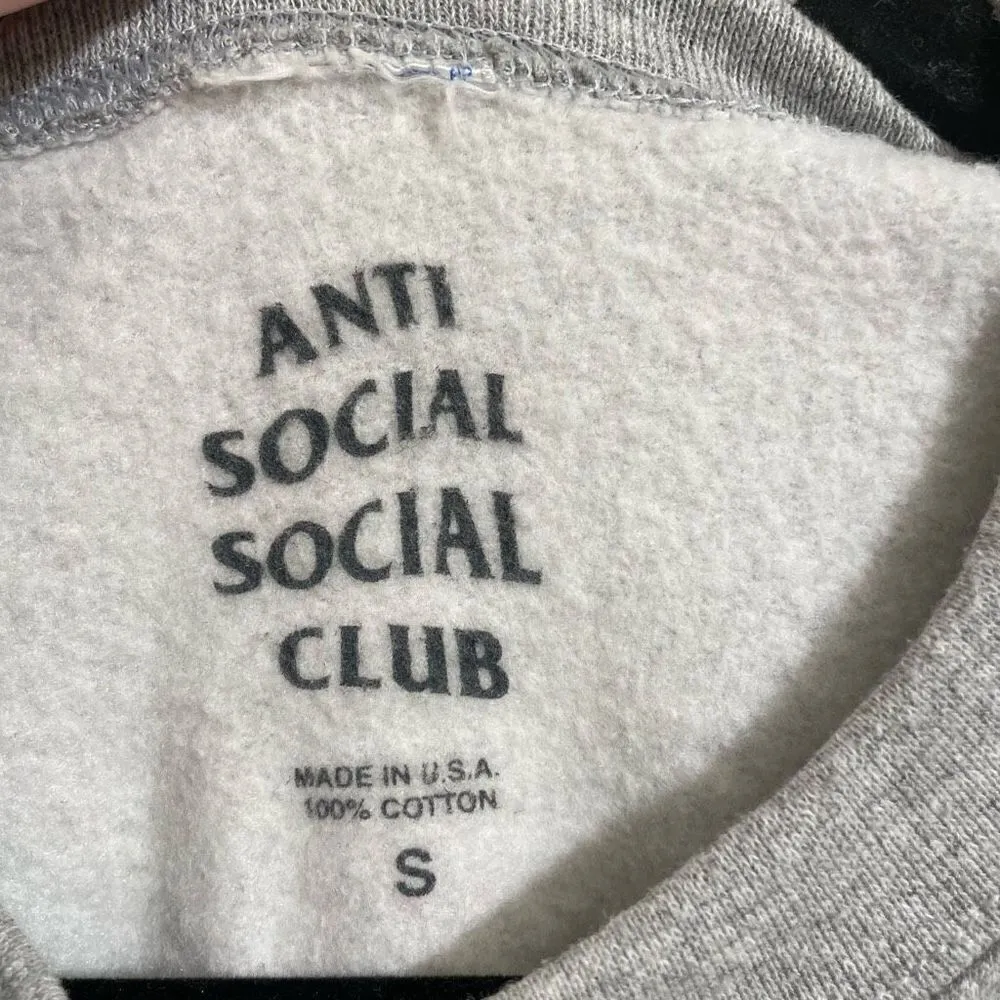 Anti Social Social Club Gray Hot Pink Crew Neck Sweater Womens Small Gray - Image 4