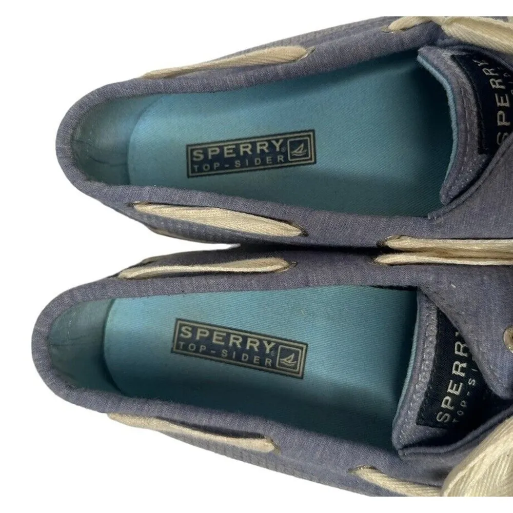 Sperry Women's Top-Sider Light Baby Blue Sequin Lace Up Boat Shoes Size 9 - Image 3