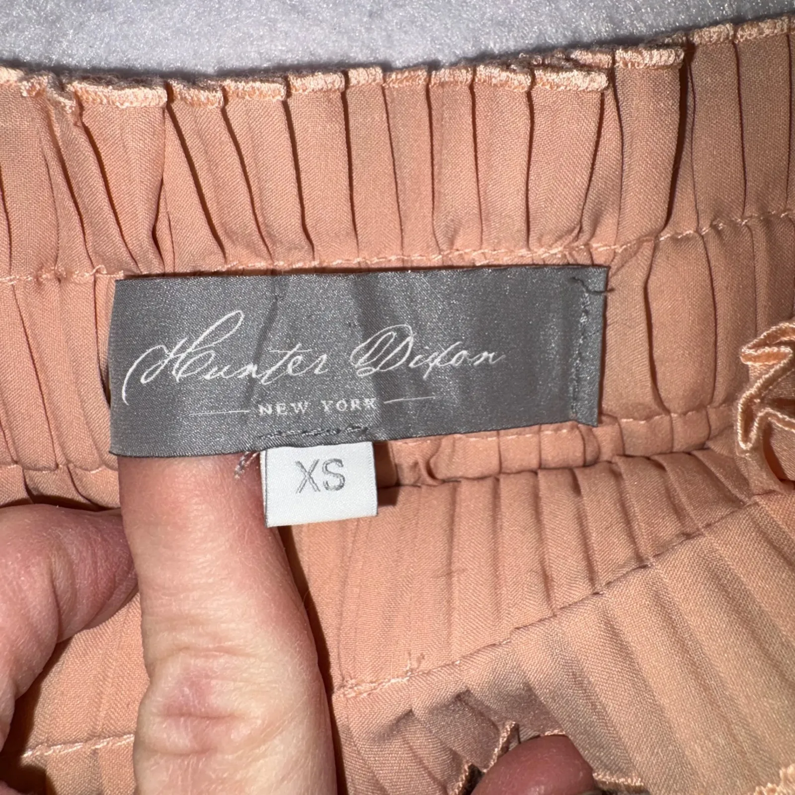 Hunter Dixon Anthropologie blush pink Pleated Midi Skirt Paperbag Waist Tie XS - Image 8