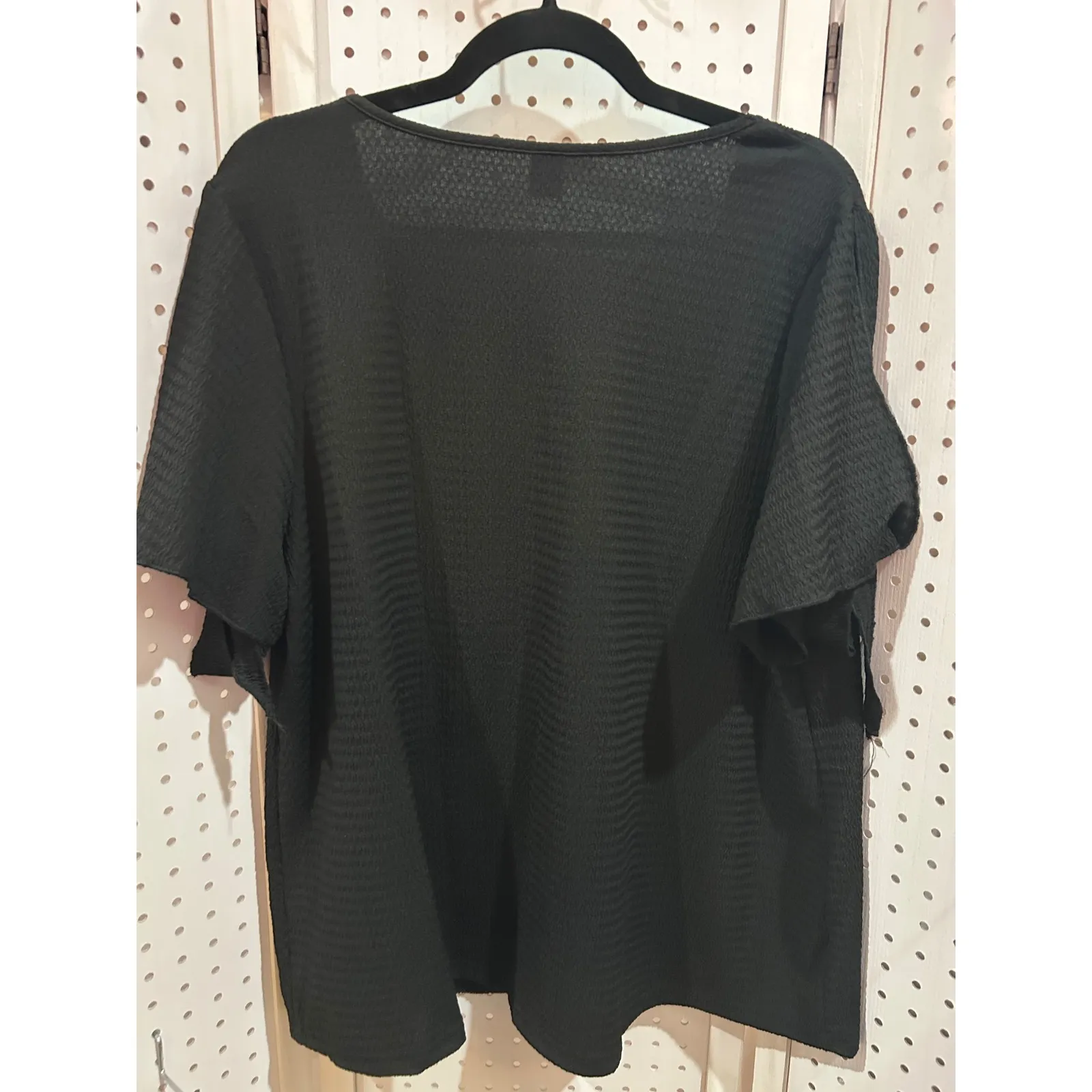 SHEIN Curve Black Textured V Neck Zipper Sleeve Tie Top Plus Size 1XL - Image 5