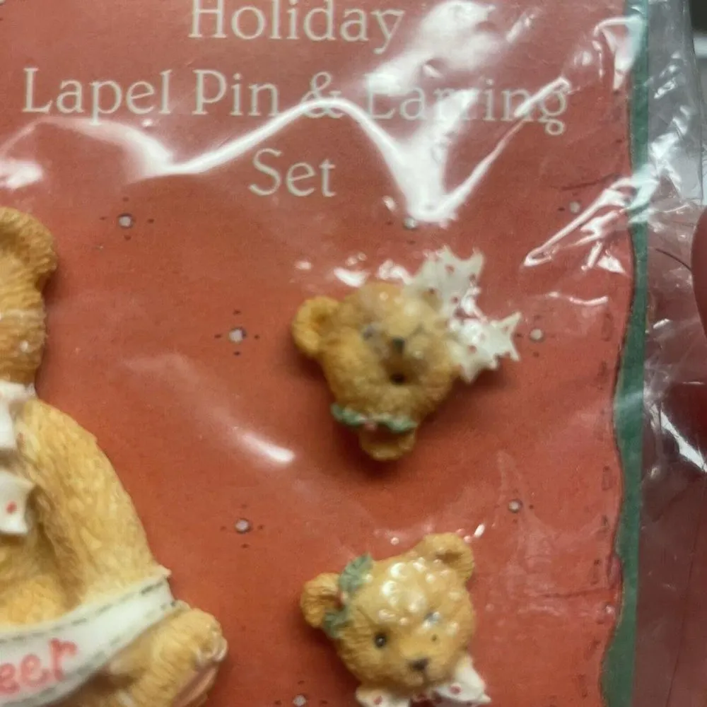 Lapel Pin & Matching Stud Earrings Christmas￼ Holiday Cheer Bear Set - Image 2