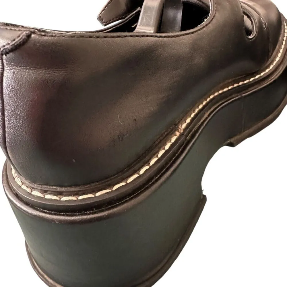 Charles & Keith Leather Mary Jane Platform Women's 37/7 Black Double Strap - Image 11