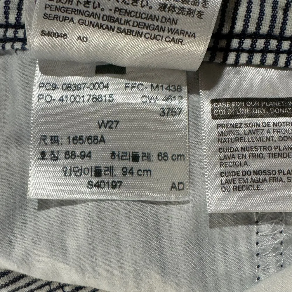 Levi’s SZ W27 Cuffed Shorts Striped Zip-Fly Mid-Rise Pockets White Blue - Image 9