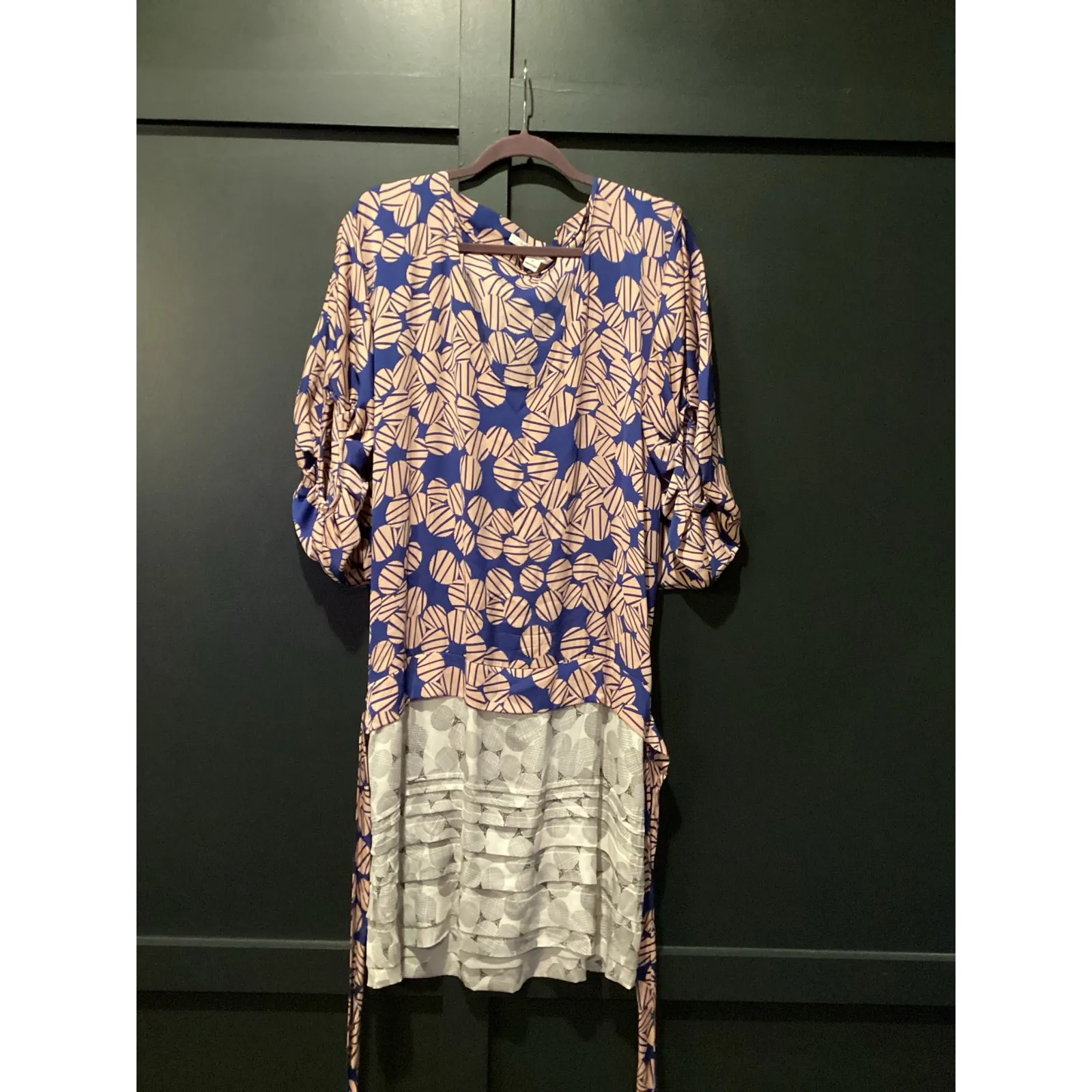 Diane Von Furstenberg DVF Edna Silk purple geo print Mini Dress Size 10 - Image 3