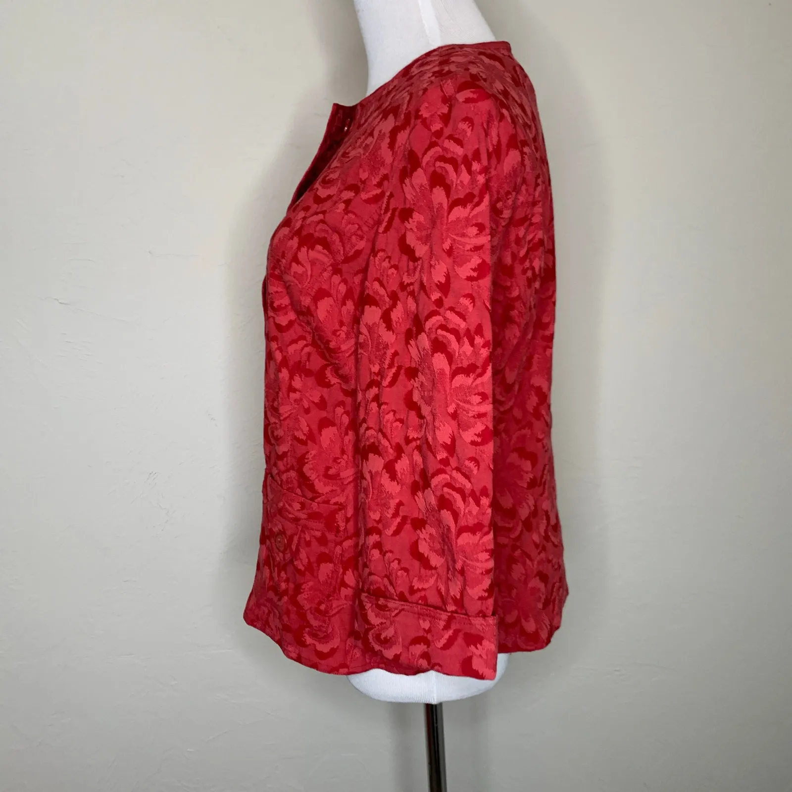 Coldwater Creek Red Tapestry Blazer Jacket Petite Medium - Image 8