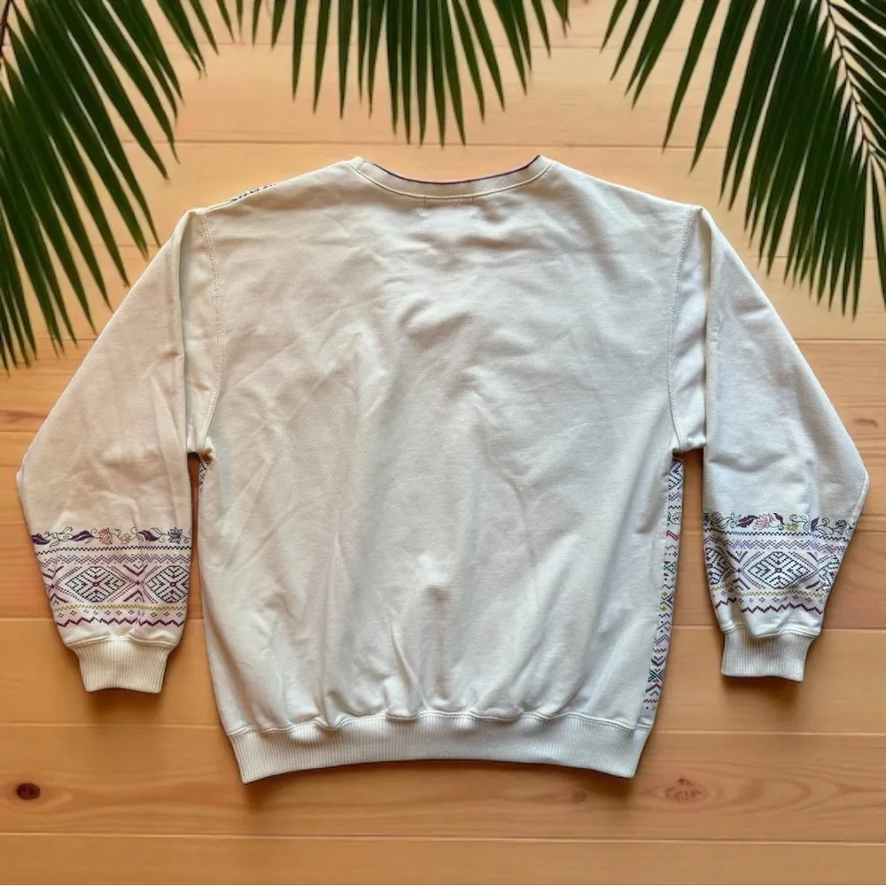 Vintage BLAST Petites Cream Floral Geometric Print Sweatshirt – Size M White Size M - Image 6