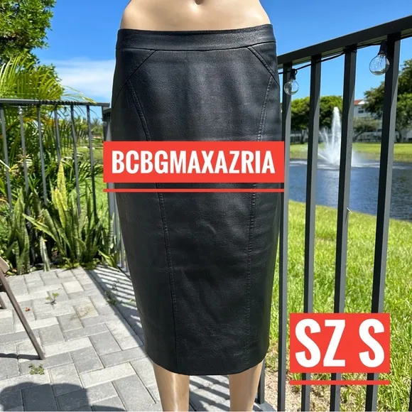 “Natilie” or “Natalie” faux leather black pencil skirt sz S - Image 2